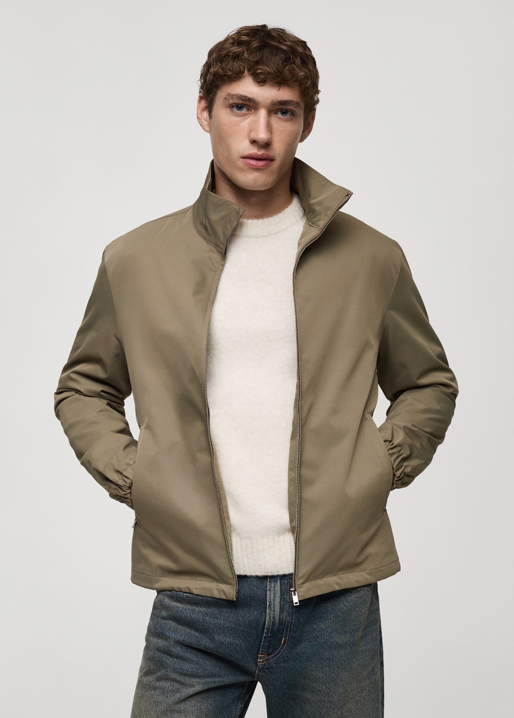 Water-repellent jacket with zip - Men | MANGO OUTLET USA