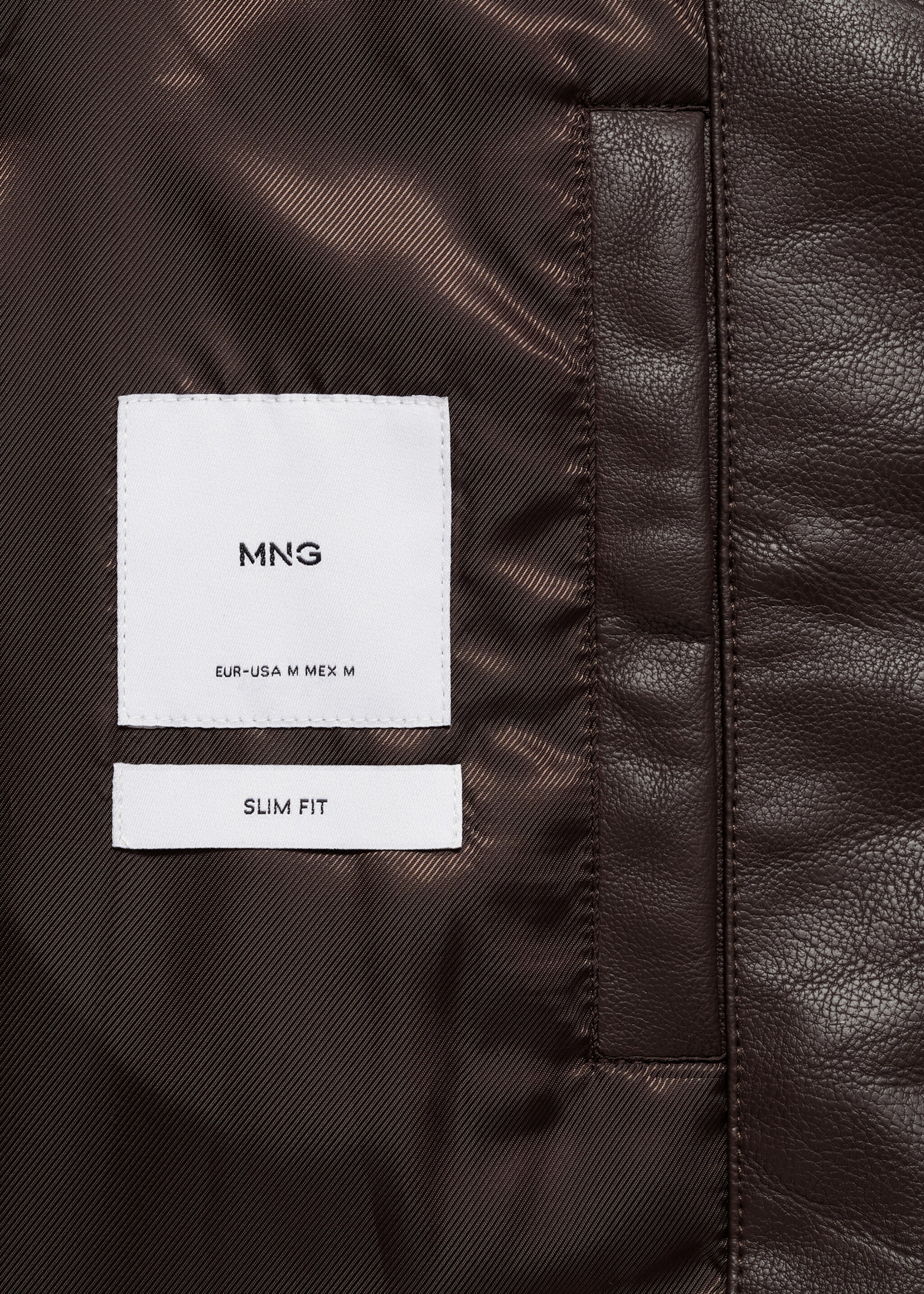 Zip-up leather-effect jacket - Details of the article 0, Chocolate. Ref: 77004442-00.