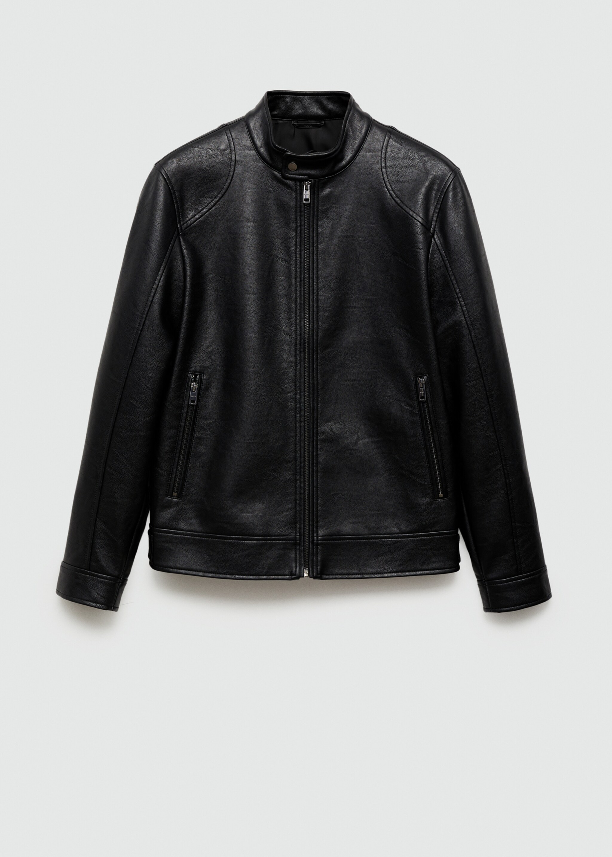 Zip-up leather-effect jacket - Article without model, Black. Ref: 77004442-00.