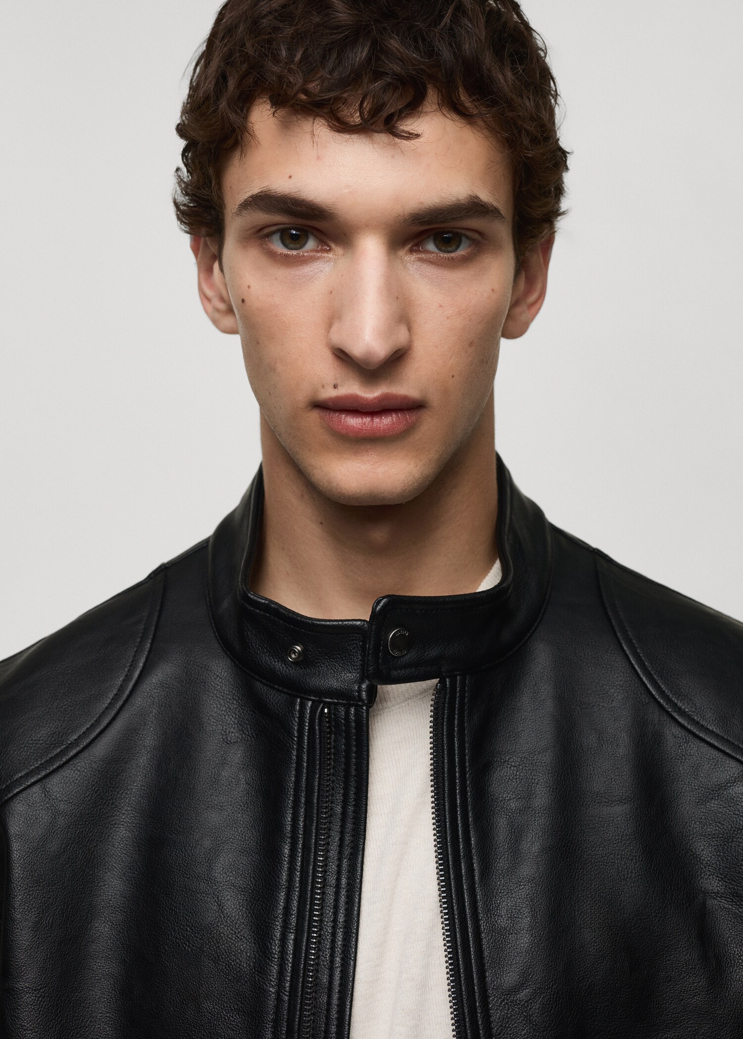 Zip-up leather-effect jacket - Details of the article 1