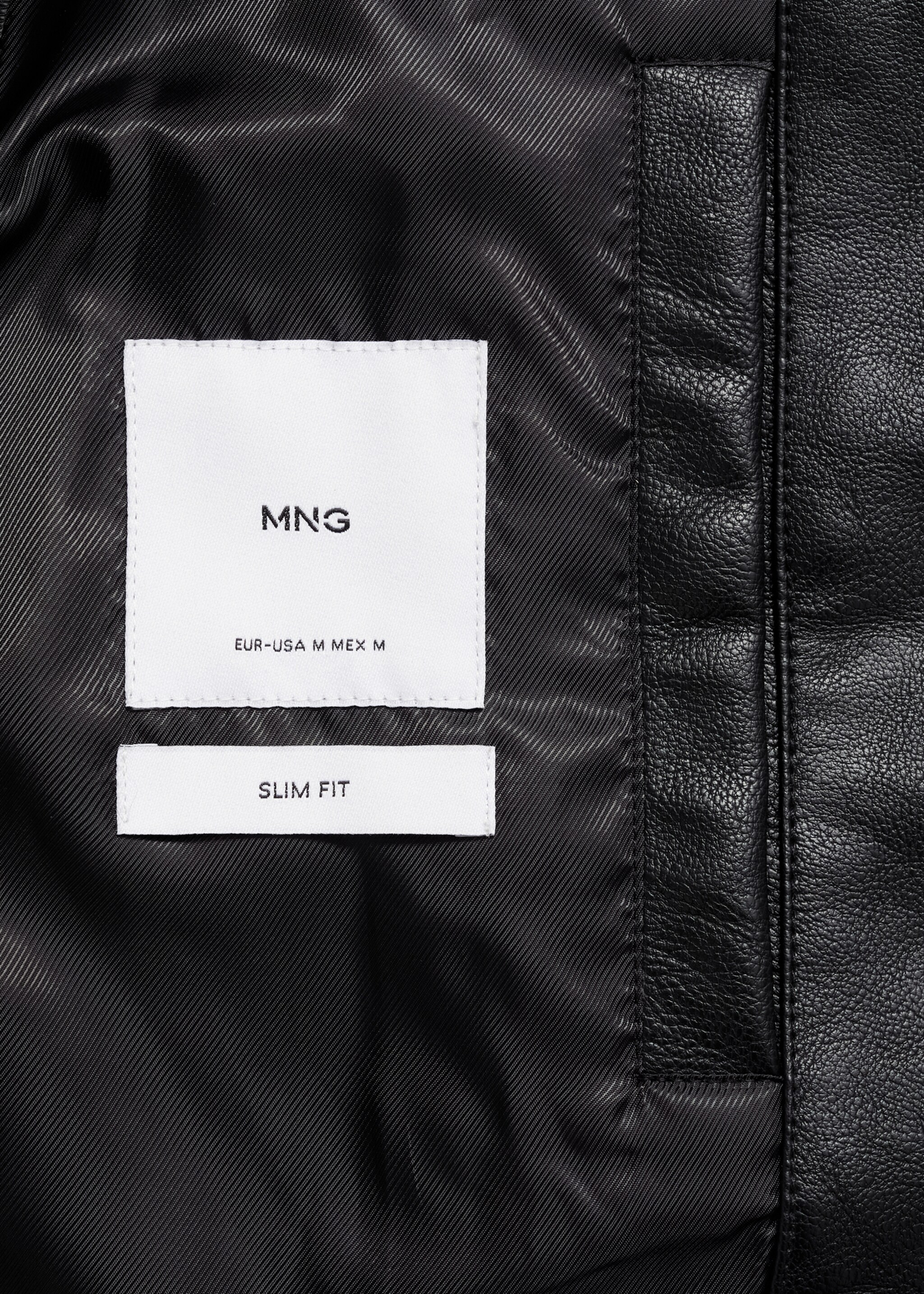 Zip-up leather-effect jacket - Details of the article 8, Black. Ref: 77004442-00.