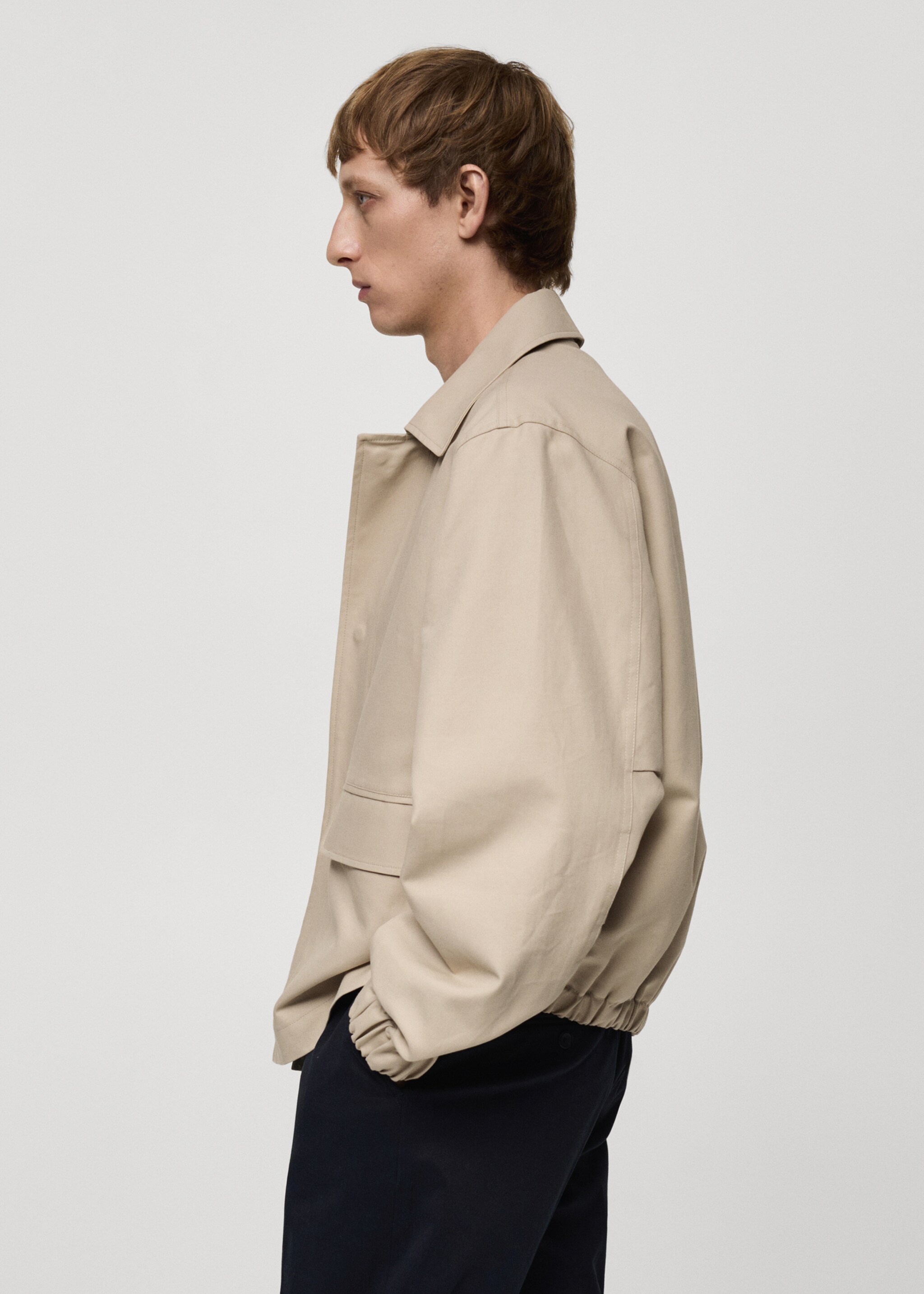 Oversized-Jacke aus Baumwolle mit Taschen - Detail des Artikels 2, Beige. Ref: 77004443-00.