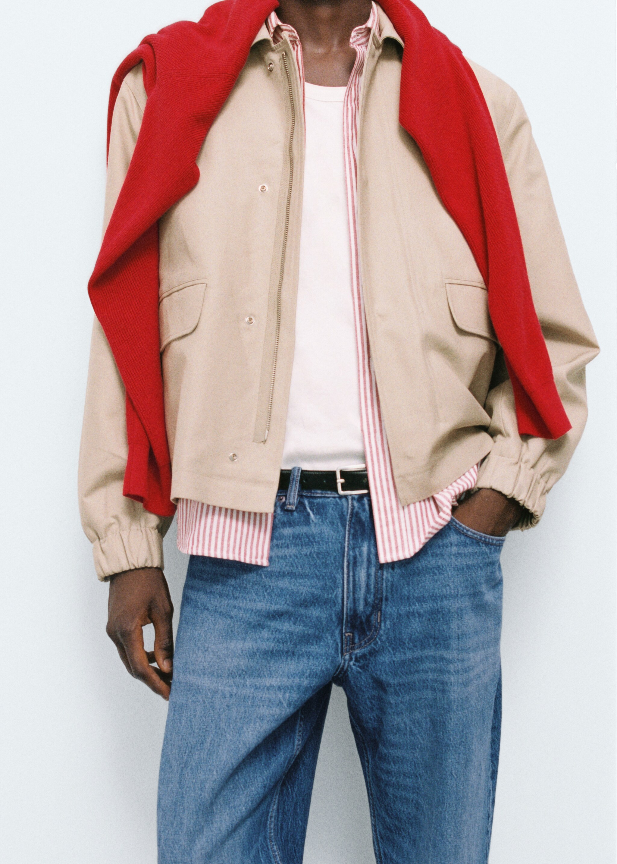 Oversized-Jacke aus Baumwolle mit Taschen - Detail des Artikels 3, Beige. Ref: 77004443-00.