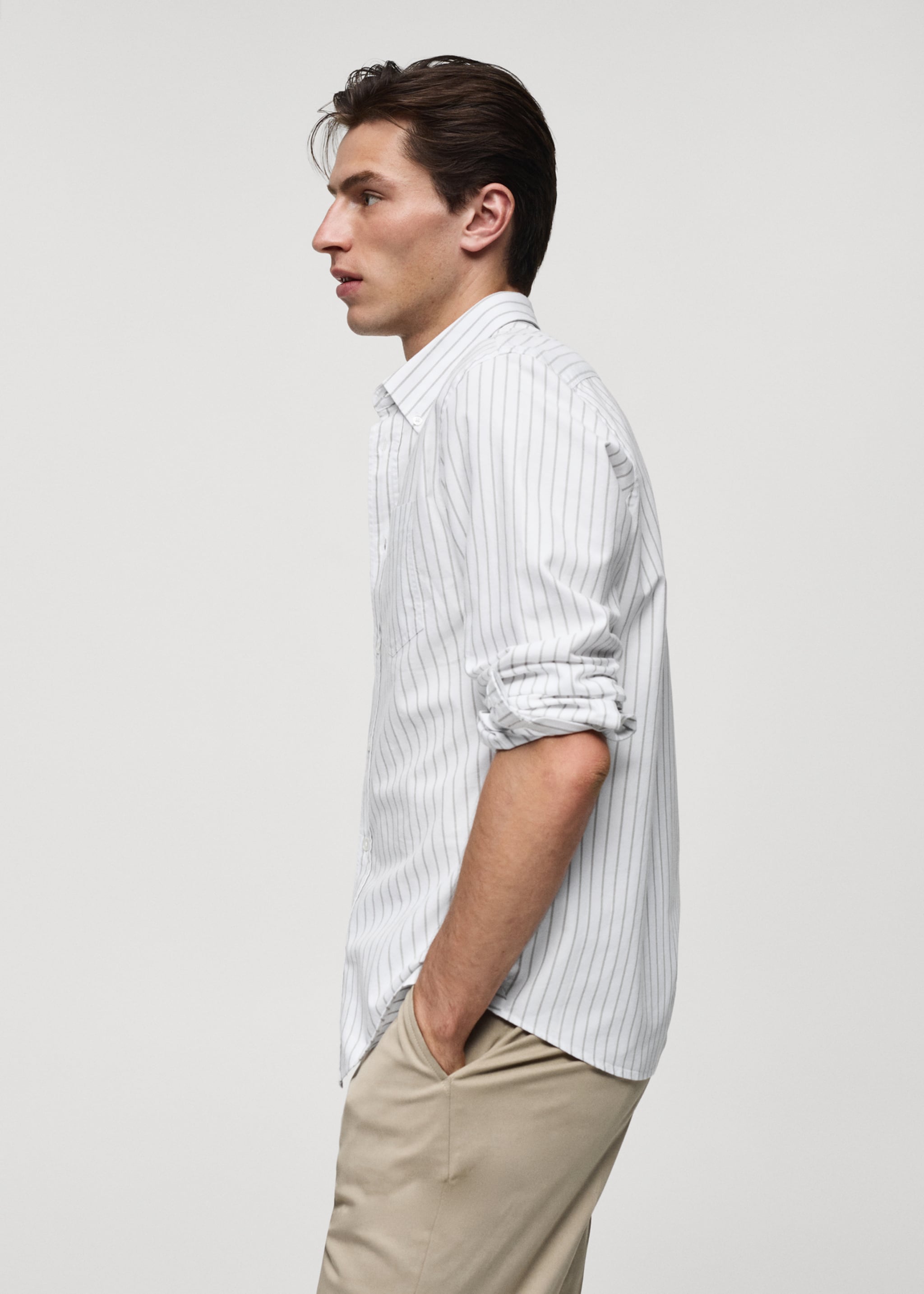 Camisa 100% cotó ratlles kodak - Detall de l'article 2, Blanc. Ref: 77004444-00.