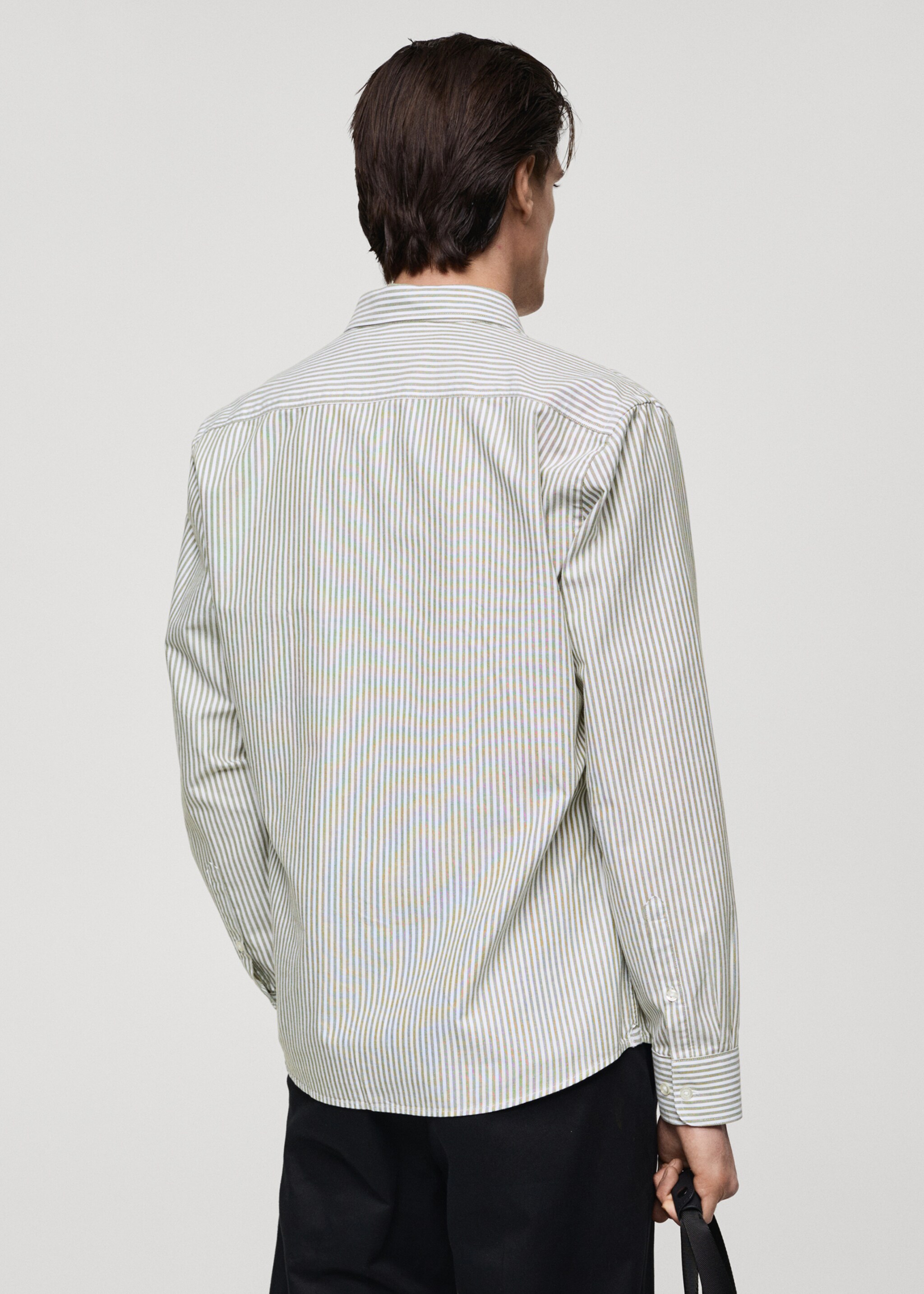 Camisa 100% cotó ratlles kodak - Revers de l'article, Caqui. Ref: 77004444-00.