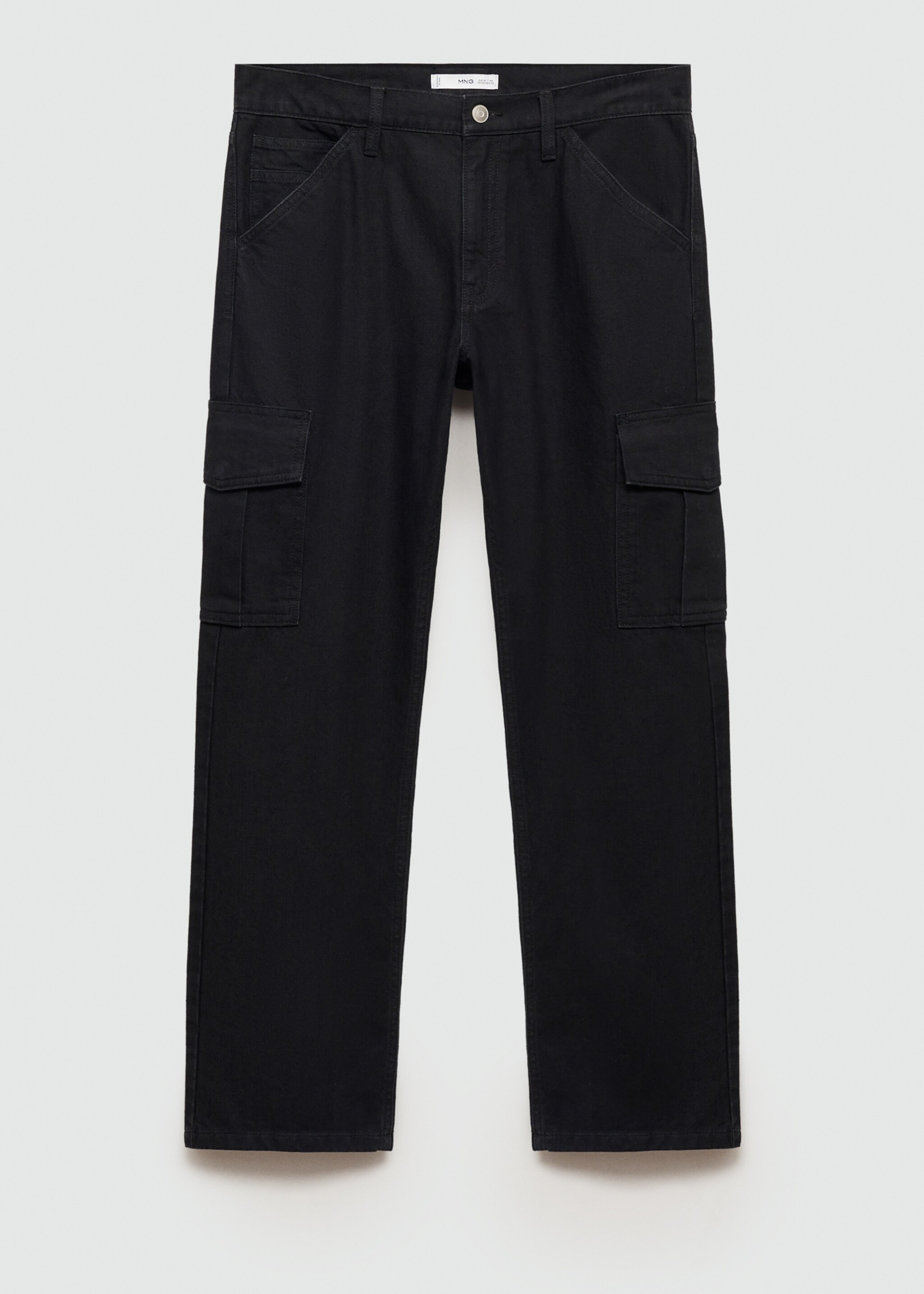 Straight-fit cargo jeans - Article without model, Black denim. Ref: 77004446-00.