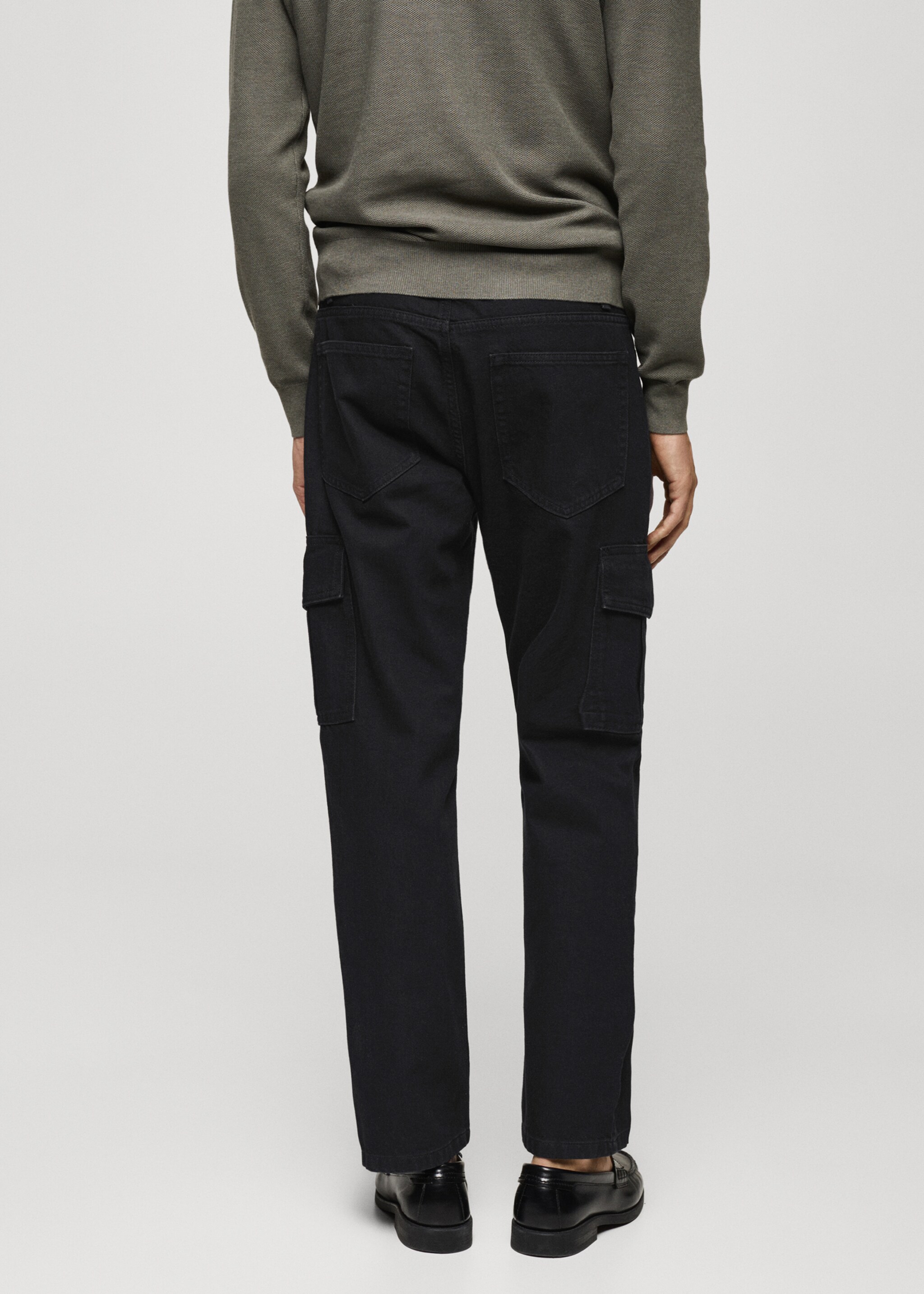 Straight-fit cargo jeans - Reverse of the article, Black denim. Ref: 77004446-00.