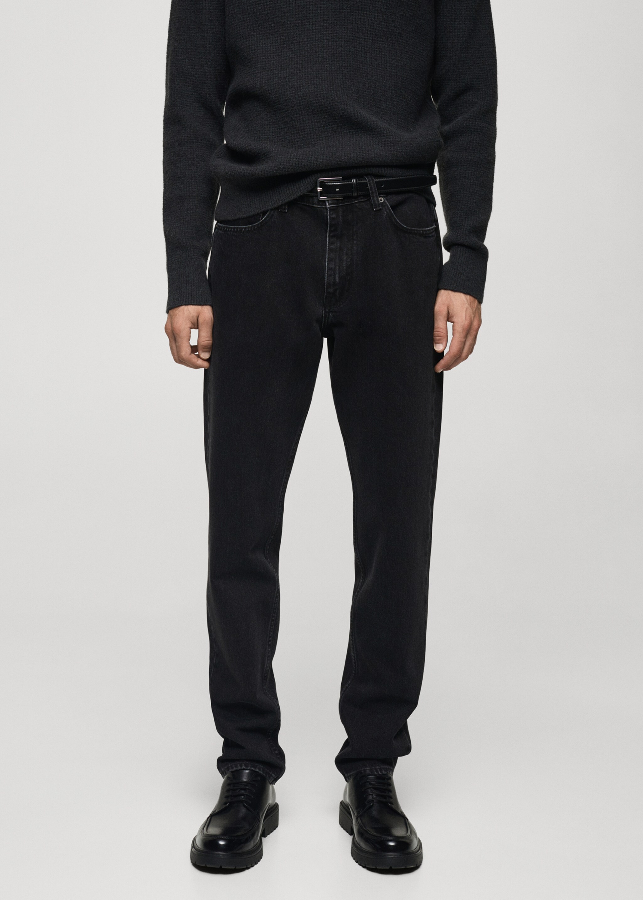Zwarte Bob regular-fit jeans - Middenvlak, Black denim. Ref: 77004451-00.