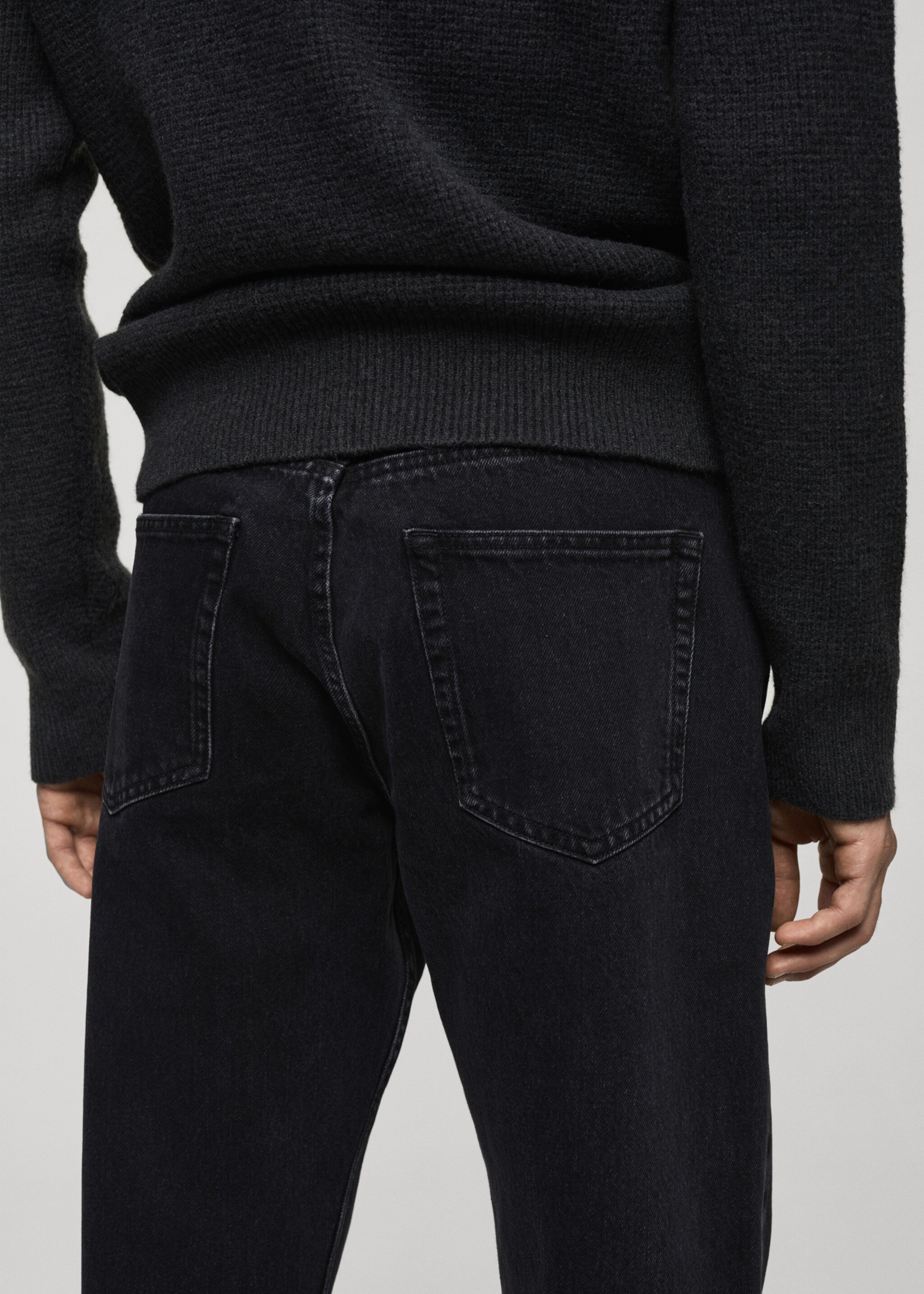Zwarte Bob regular-fit jeans - Detail van het artikel 6, Black denim. Ref: 77004451-00.