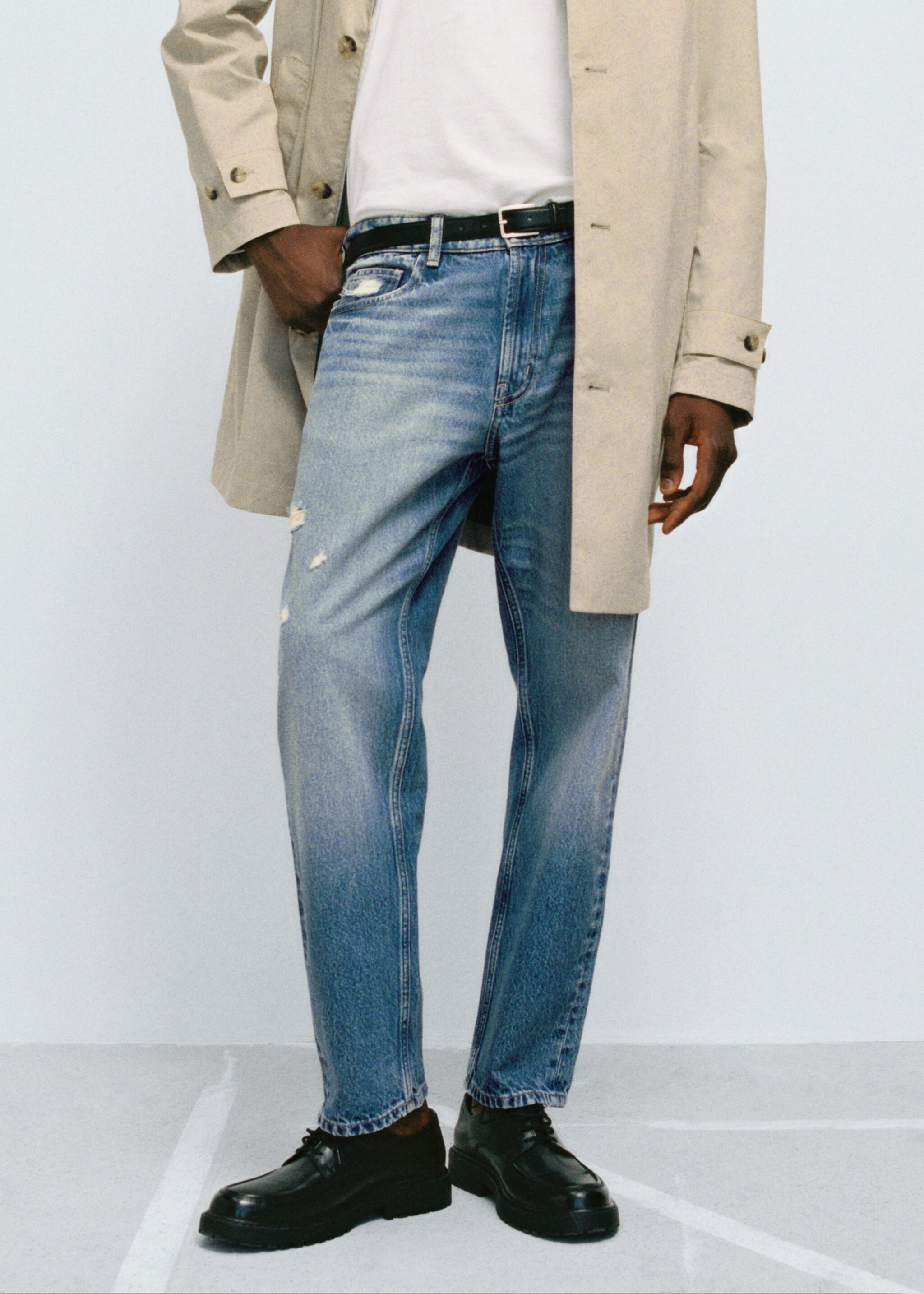 Jeans straight fit ljus tvätt revor - Detaljer om artikeln 5