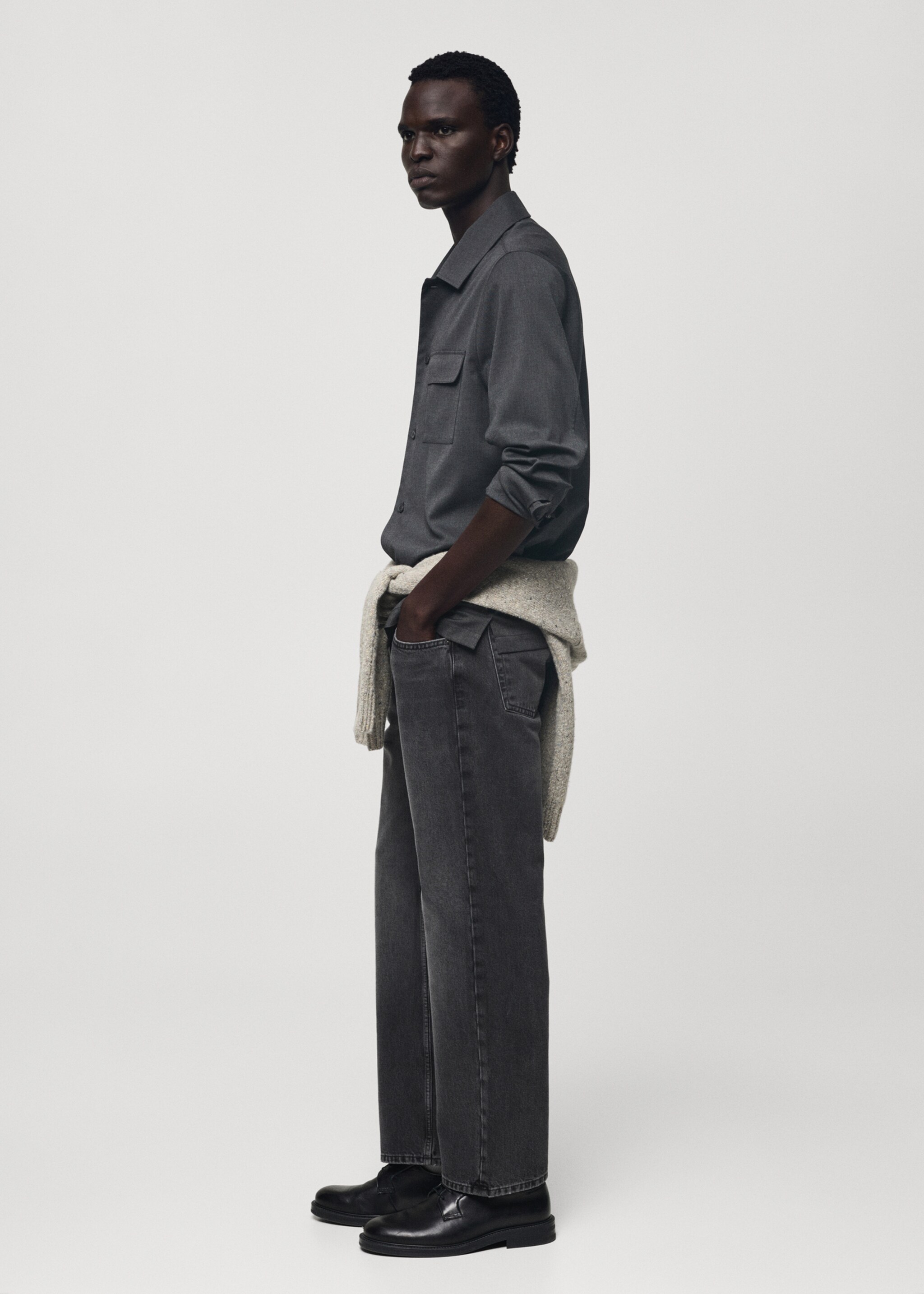 Dark grey straight-fit jeans - Details of the article 2