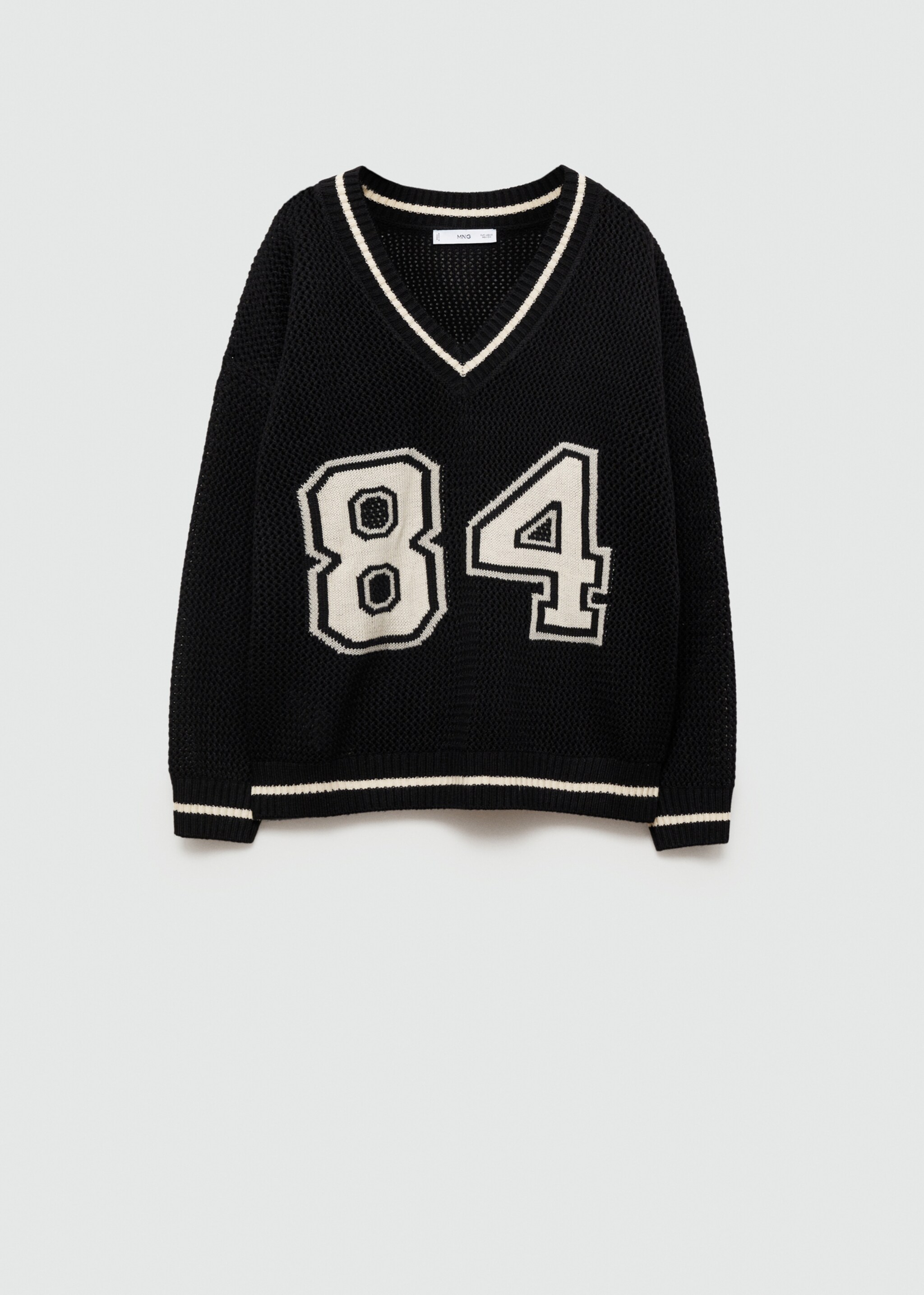 Oversized V-neck sweater - Article without model, Black. Ref: 77004764-00.