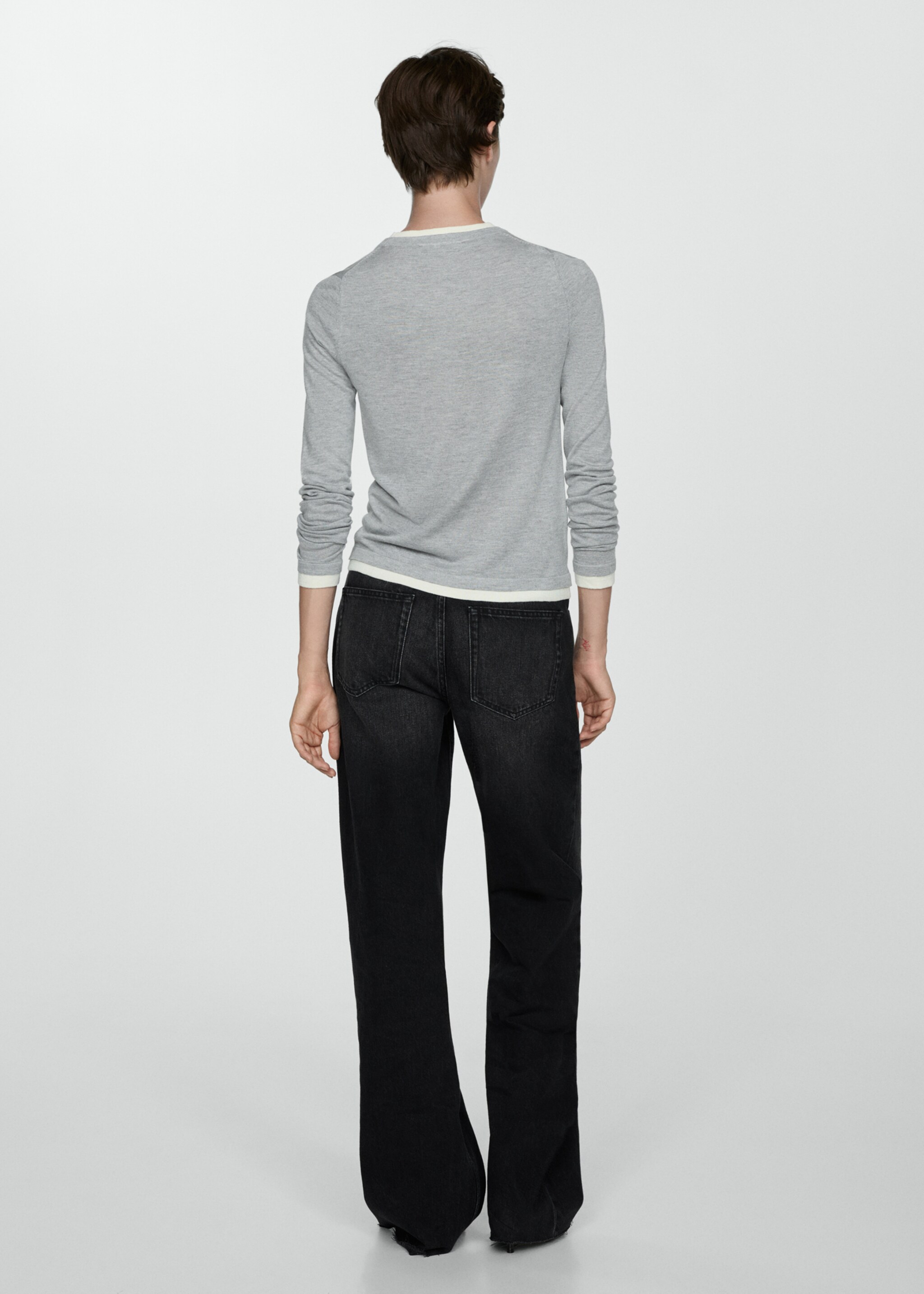 Jersei punt fi rivets contrast - Revers de l'article, Gris clar vigoré. Ref: 77004766-00.