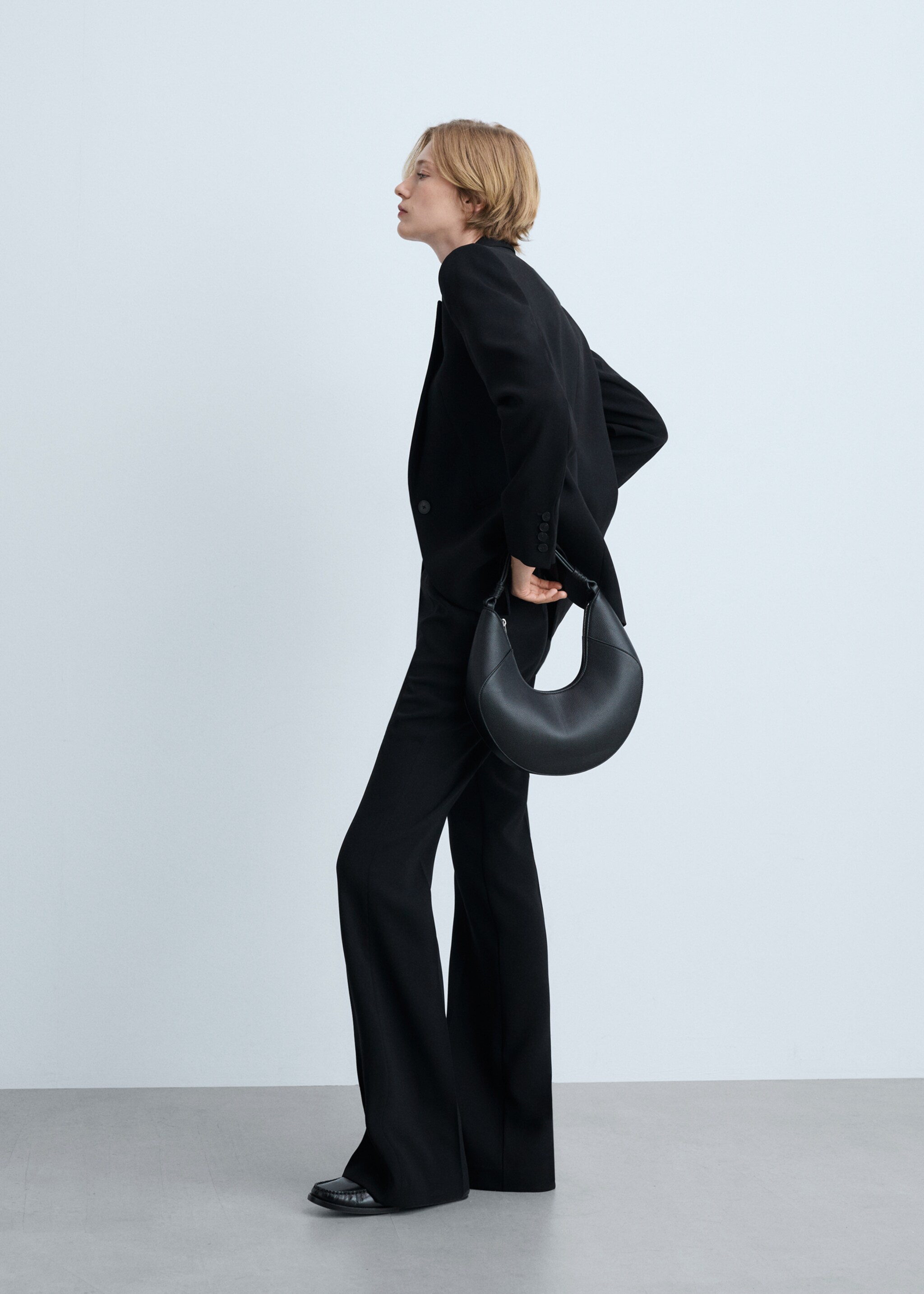 Wide leg suit trousers - Details of the article 1, Black. Ref: 77004768-00.
