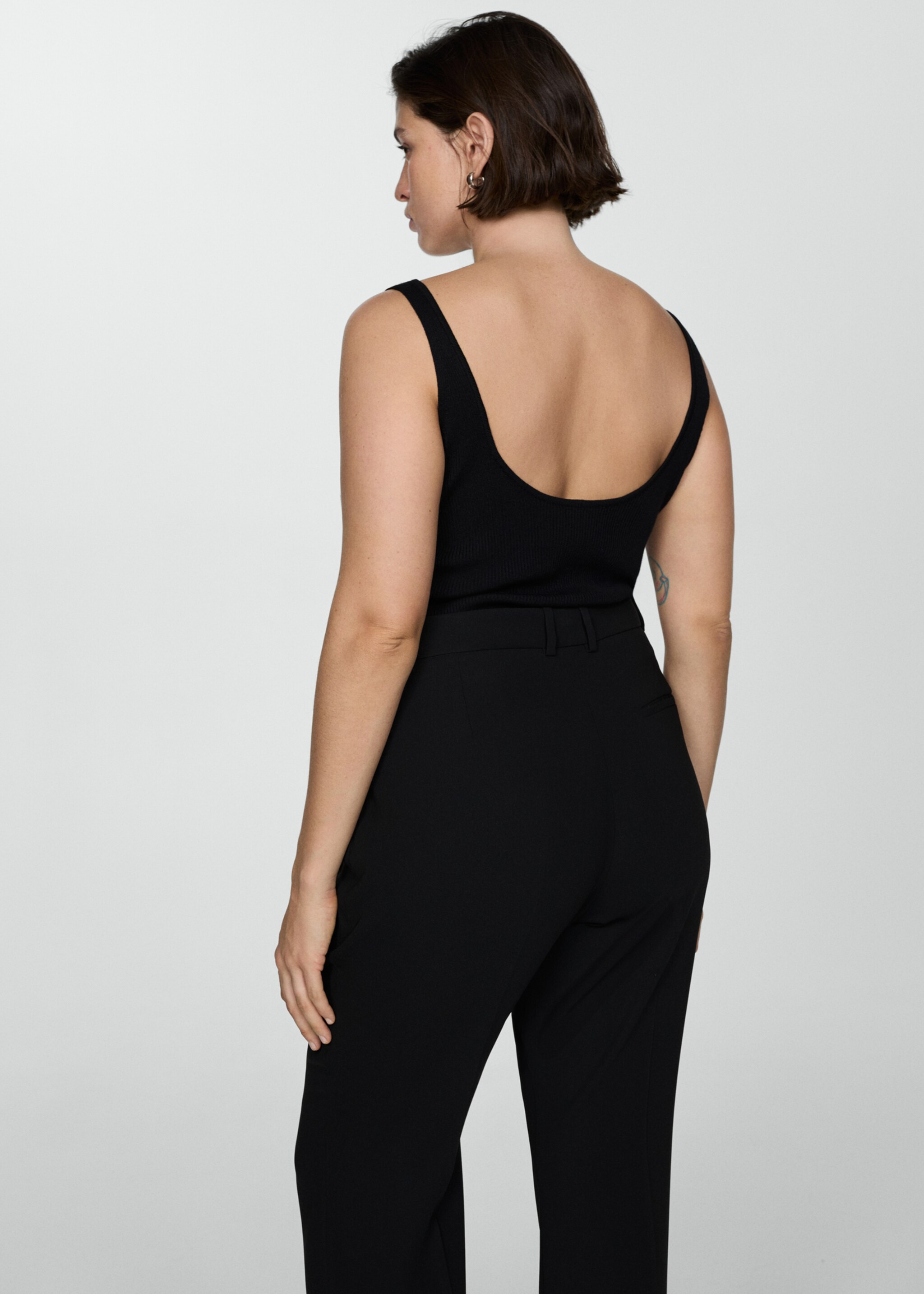 Wide leg suit trousers - Details of the article 4, Black. Ref: 77004768-00.