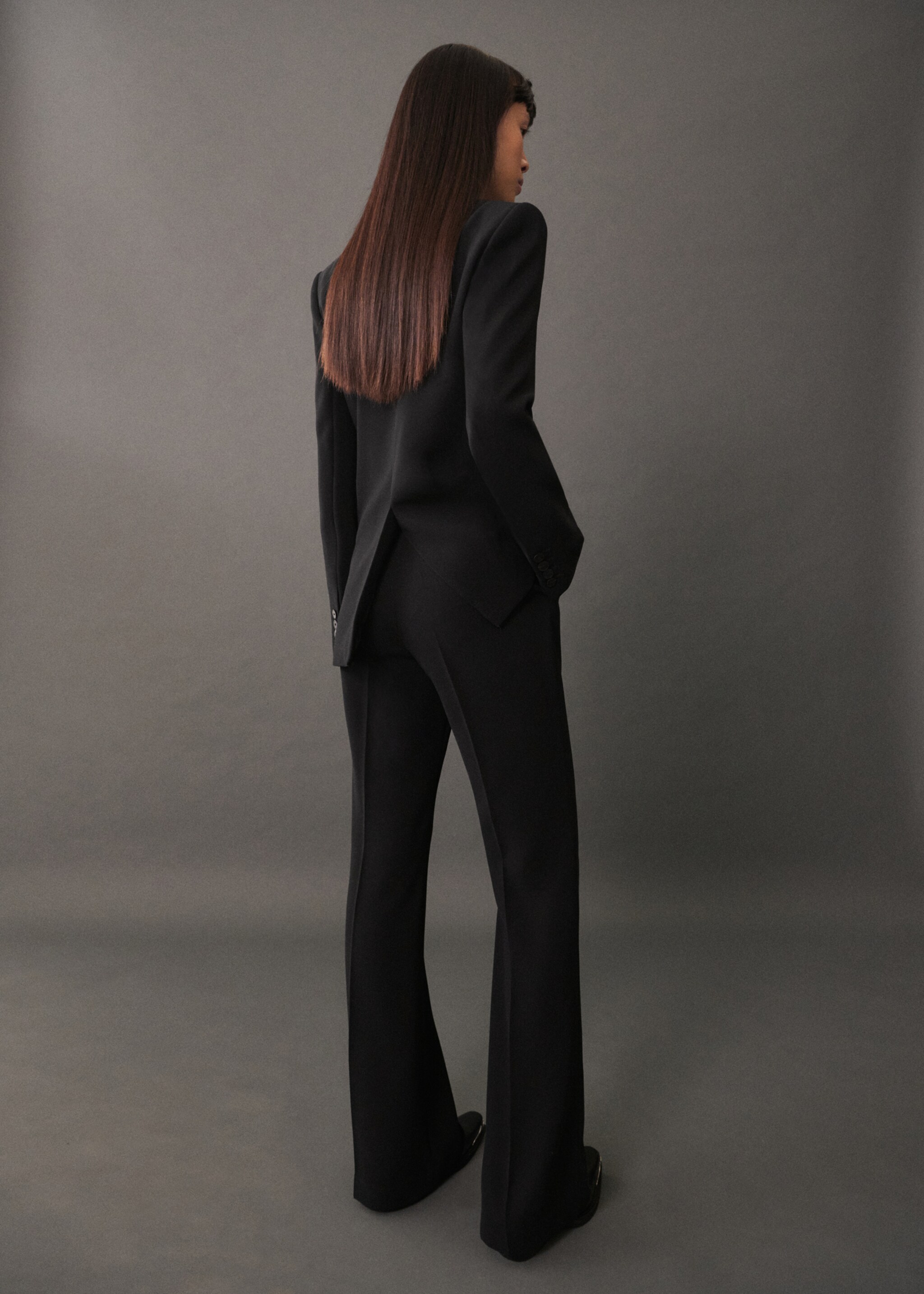 Wide leg suit trousers - Reverse of the article, Black. Ref: 77004768-00.