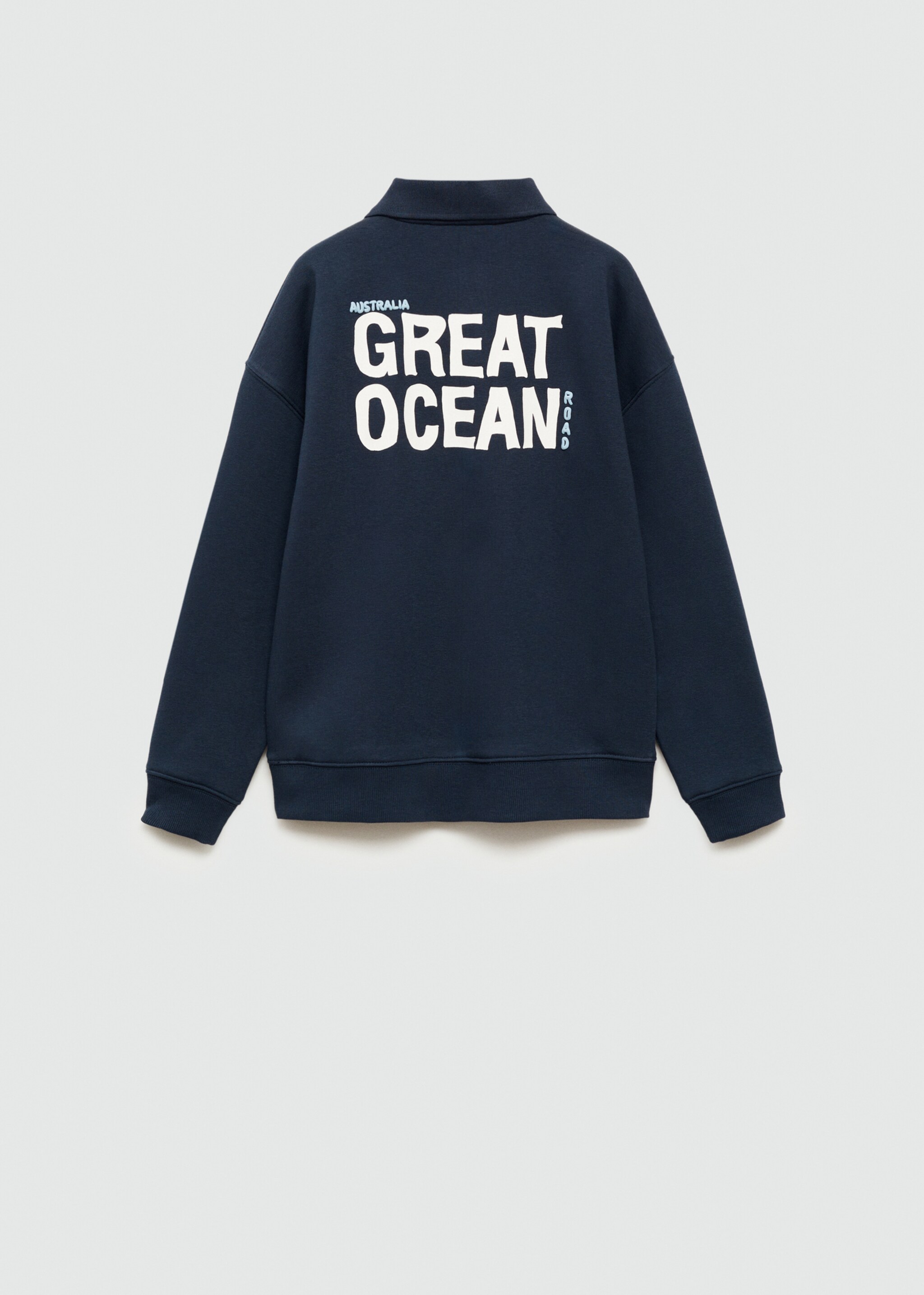 Sweatshirt polo com mensagem - Verso do artigo, Azul-marinho escuro. Ref: 77004780-00.