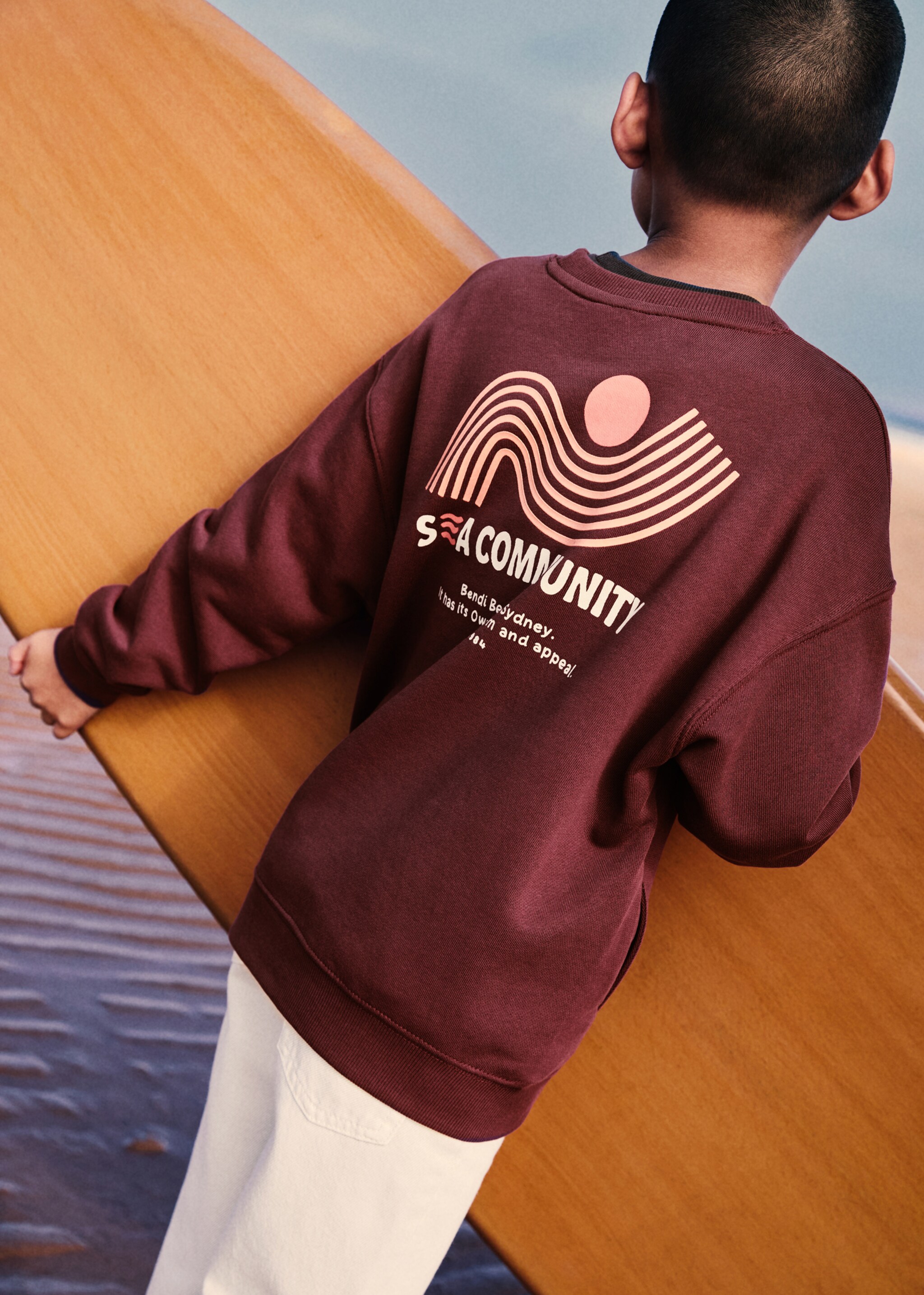 Sudadera algodón estampada - Detalle del artículo 5, Burdeos. Ref: 77004783-00.