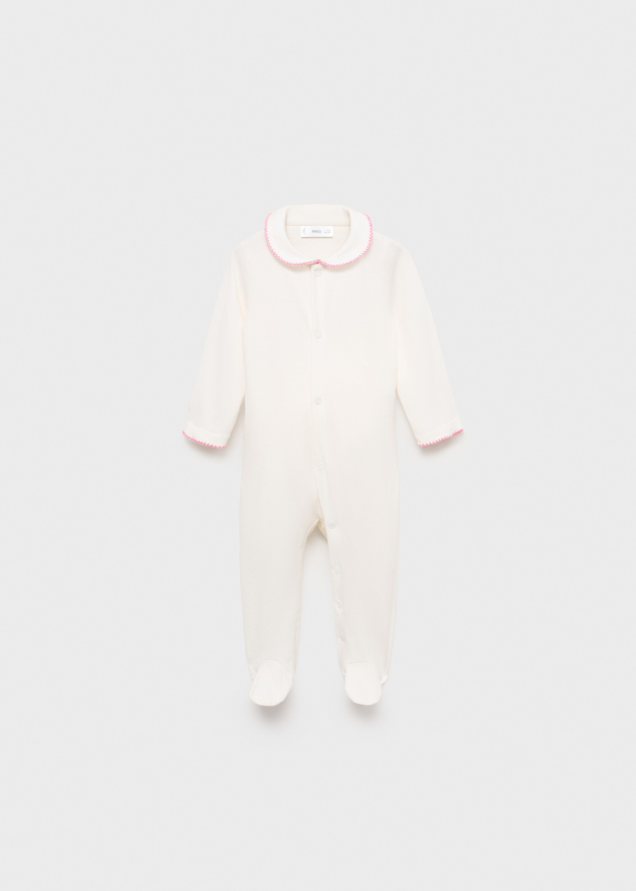 Babydoll-neck bodysuit pyjamas - Article without model, Off White. Ref: 77004793-00.