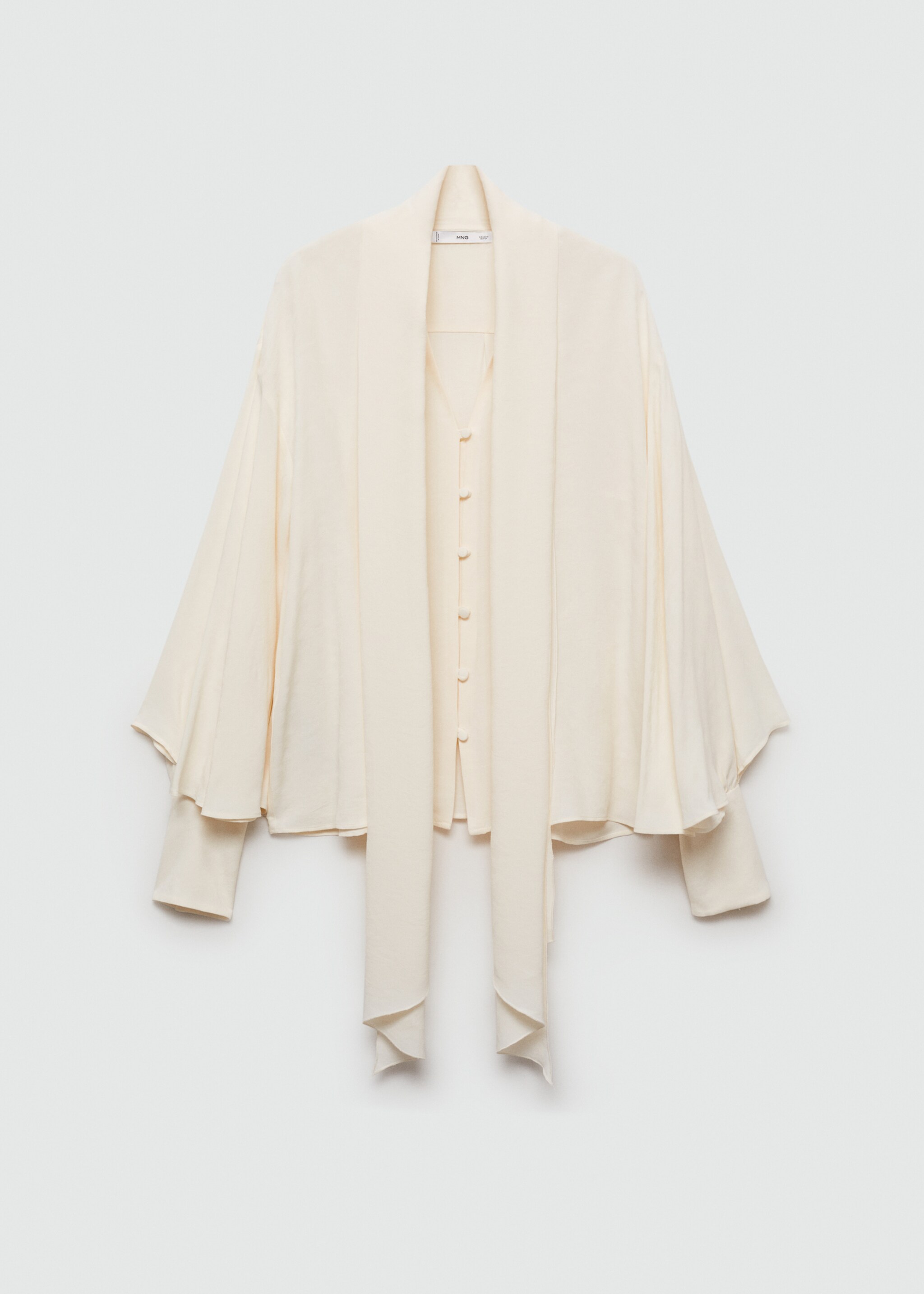 Geknöpfte Bluse mit Schleifenkragen - Artikel ohne Model, Ecru. Ref: 77004799-00.