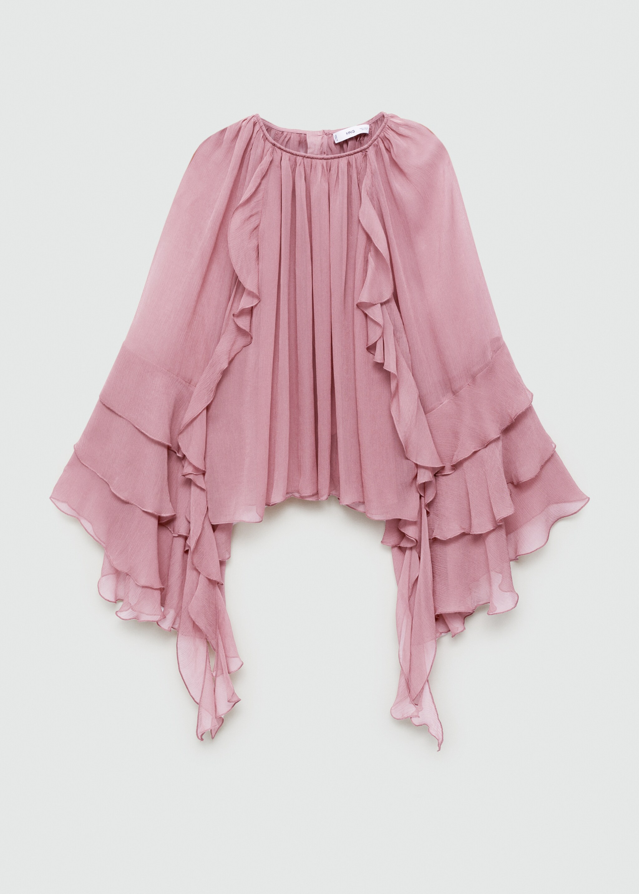 Ruffled chiffon blouse - Article without model, Pastel Pink. Ref: 77004800-00.