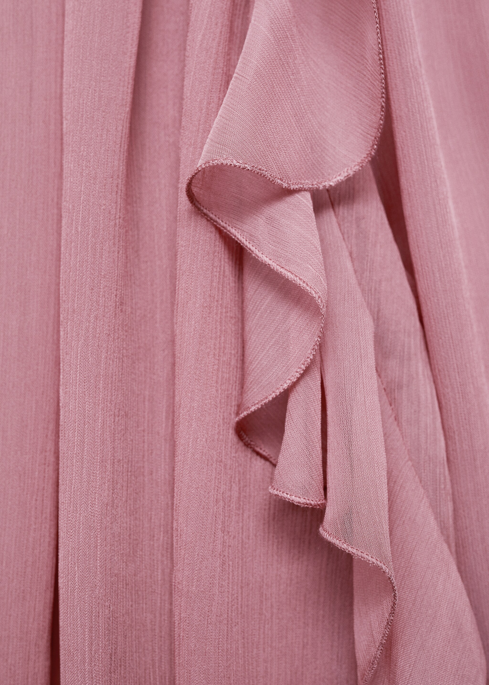 Ruffled chiffon blouse - Details of the article 8, Pastel Pink. Ref: 77004800-00.