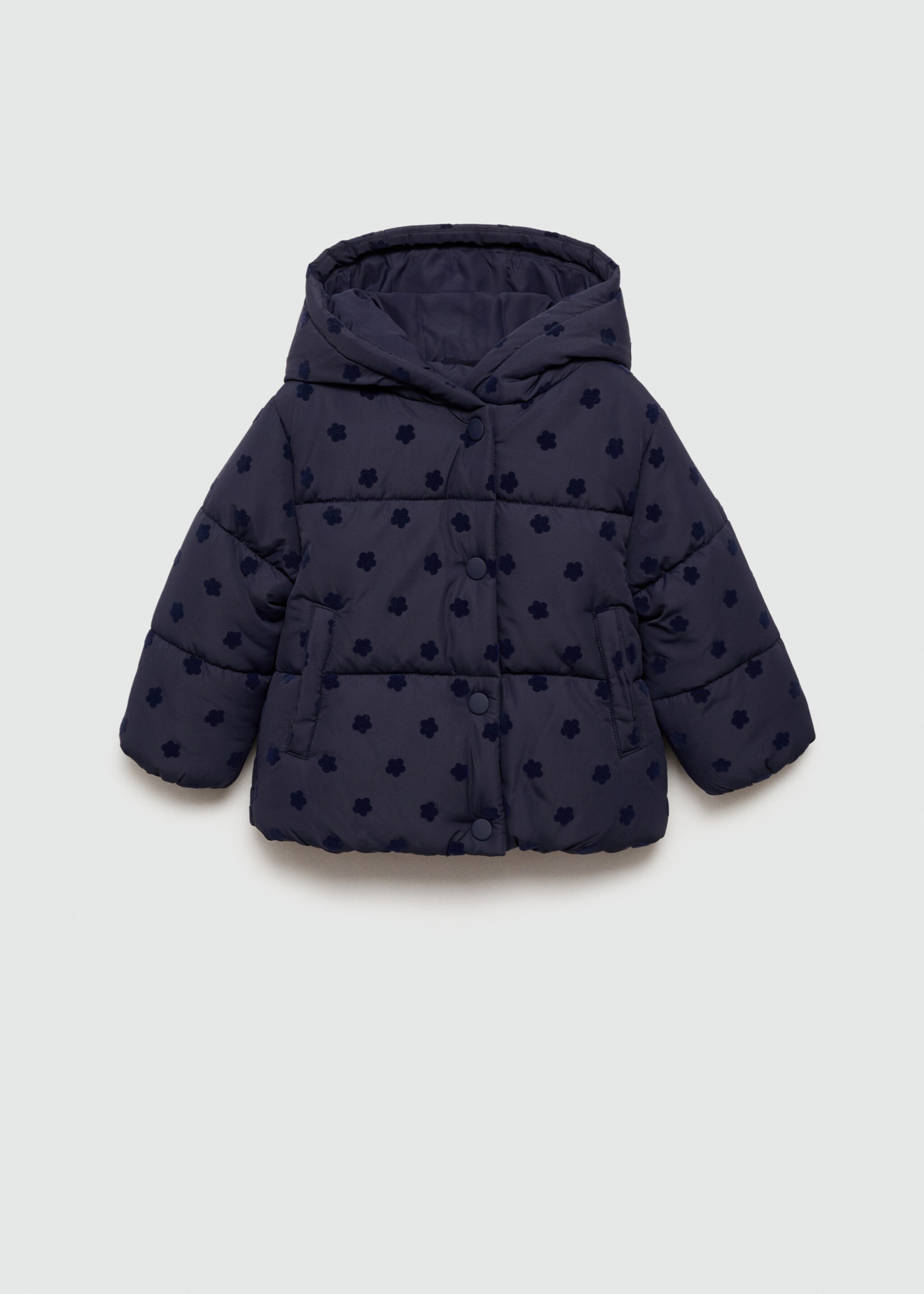 Flowers print quilted anorak - Article without model, Dark Navy. Ref: 77005151-00.