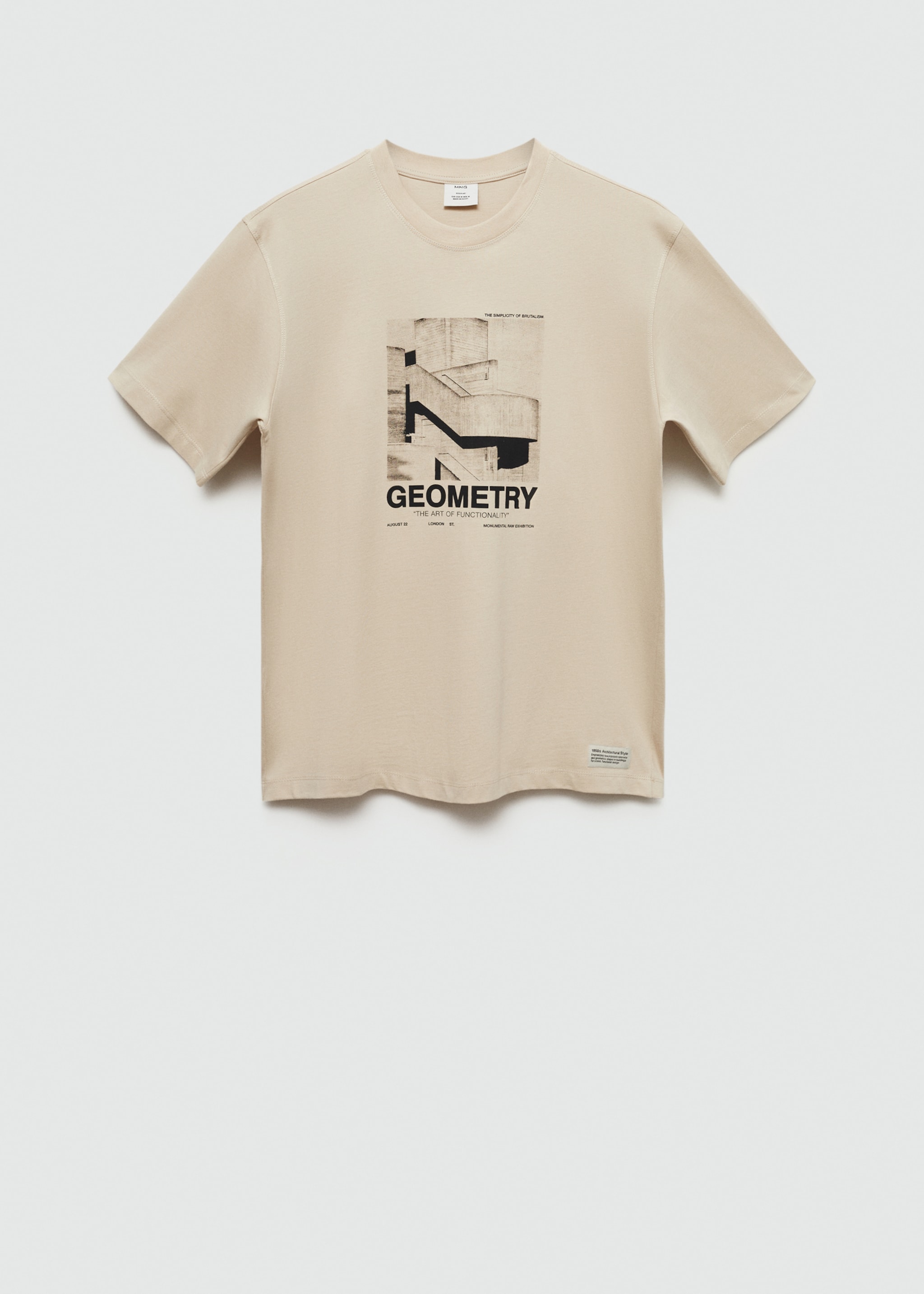 T-shirt de 100% algodão com estampado gráfico à frente - Artigo sem modelo, Bege. Ref: 77005152-00.