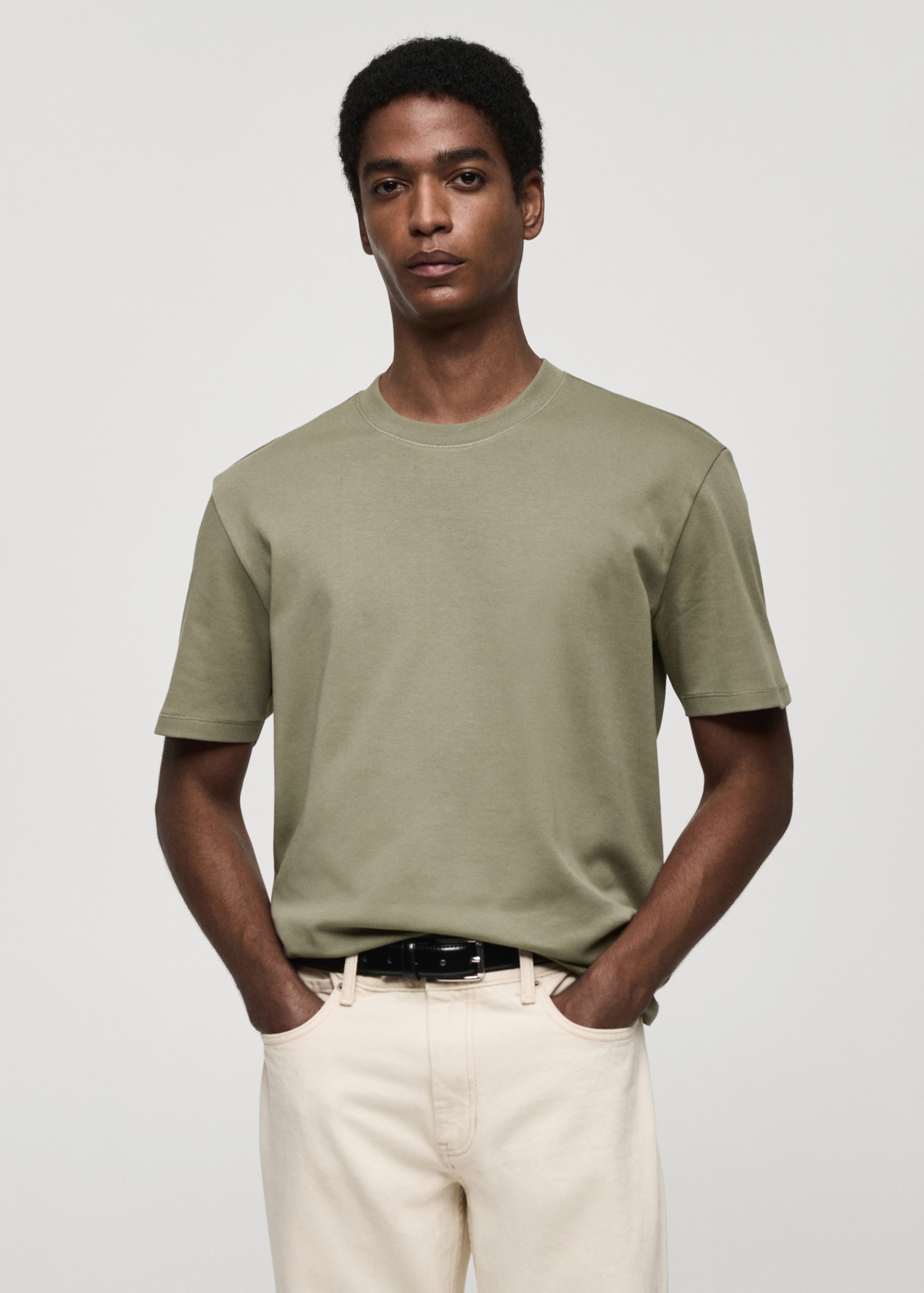 Regular-fit 100% cotton t-shirt - Medium plane, Medium Green. Ref: 77005154-00.