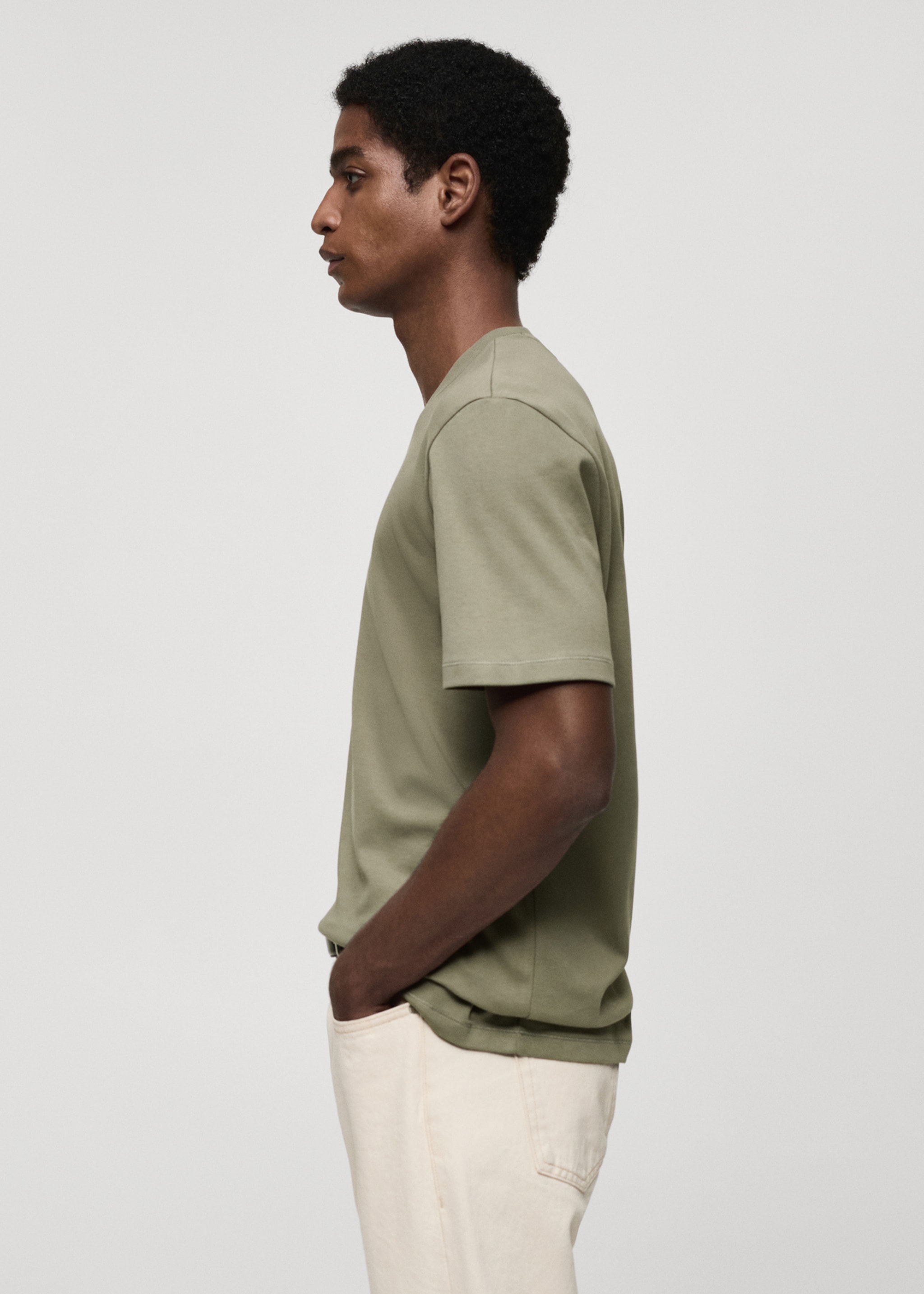 Regular-fit 100% cotton t-shirt - Details of the article 2, Medium Green. Ref: 77005154-00.