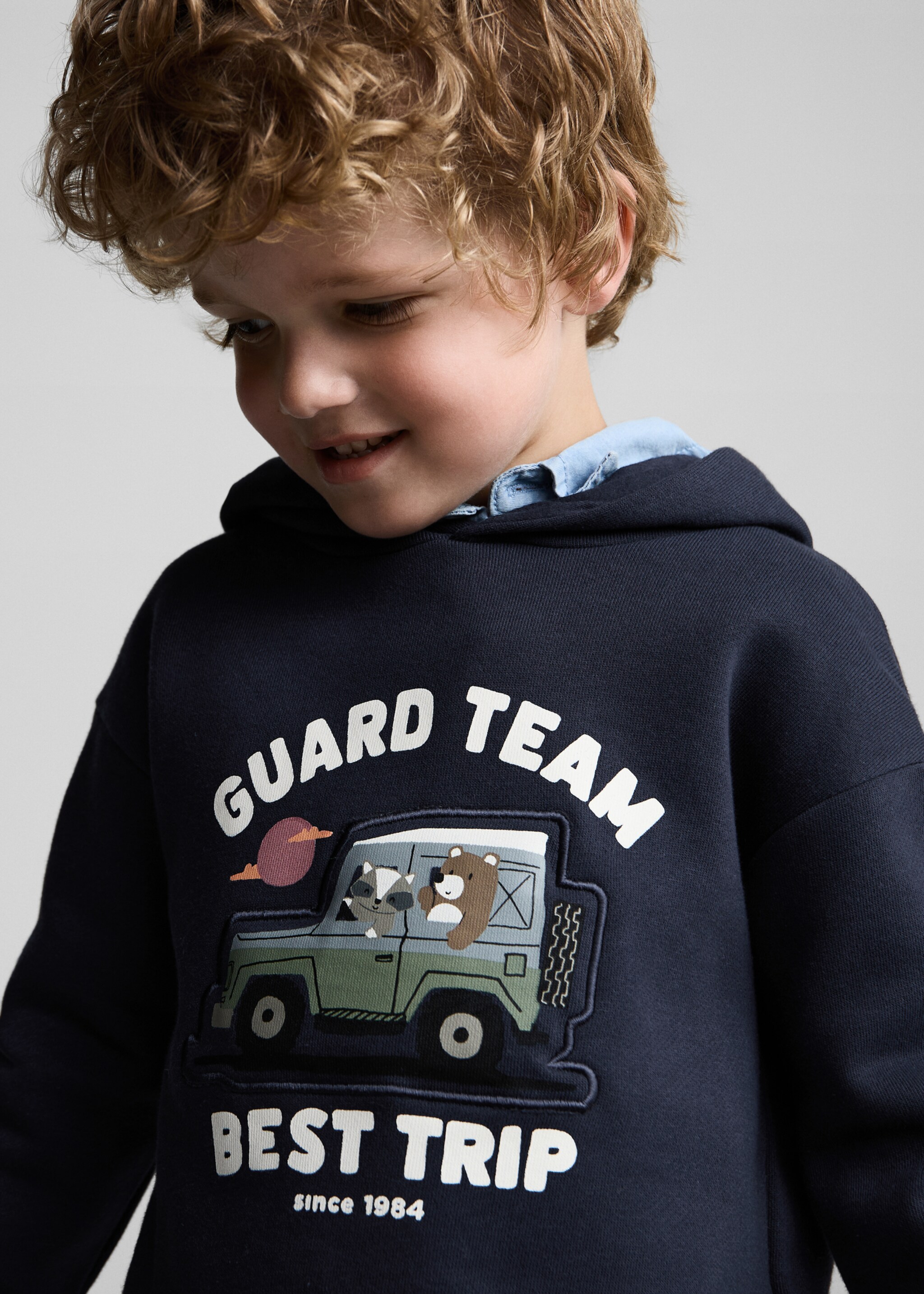 Path print sweatshirt - Details of the article 1, Dark Navy. Ref: 77005156-00.