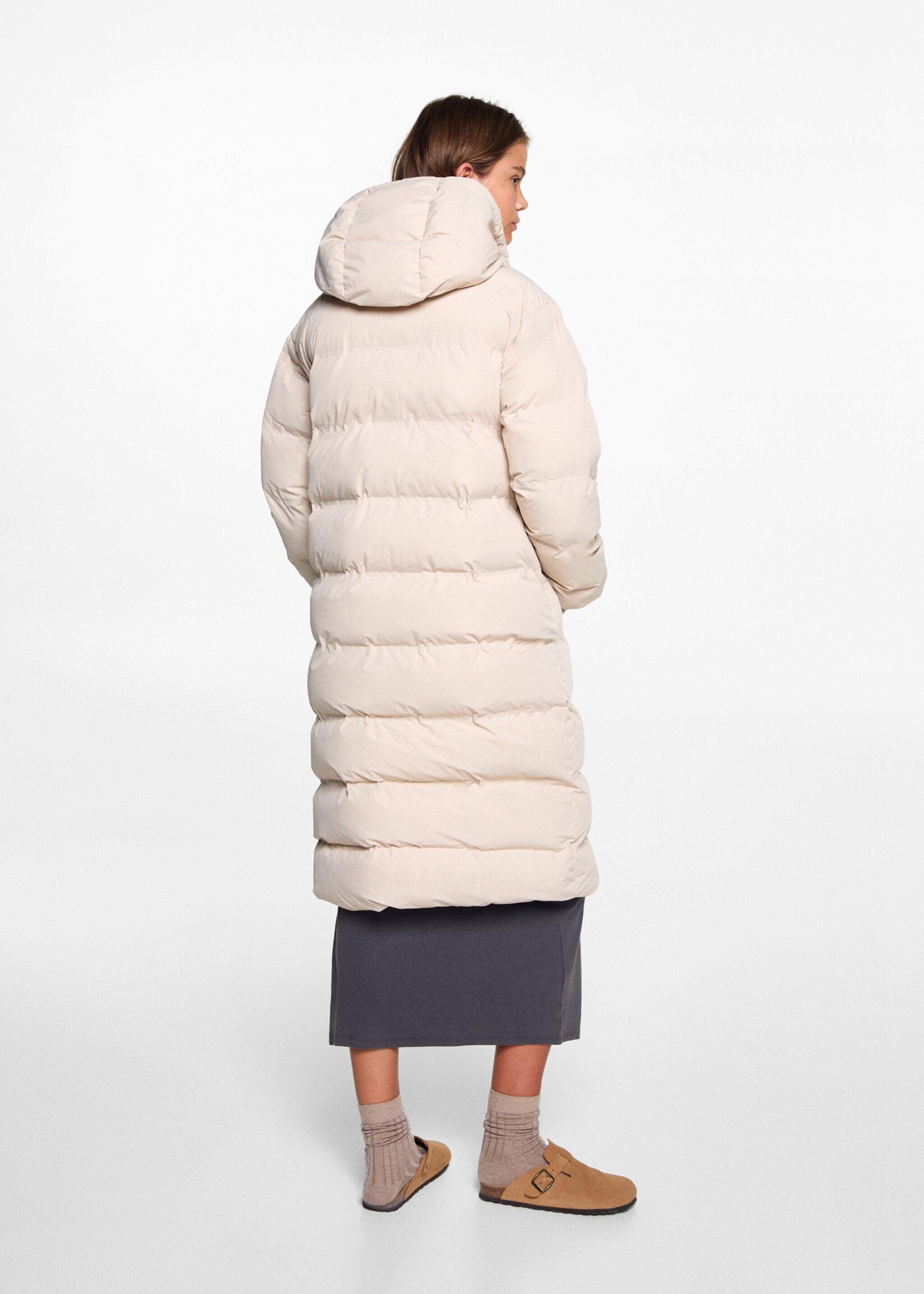 Anorac llarg embuatat - Revers de l'article, Beige. Ref: 77005633-00.