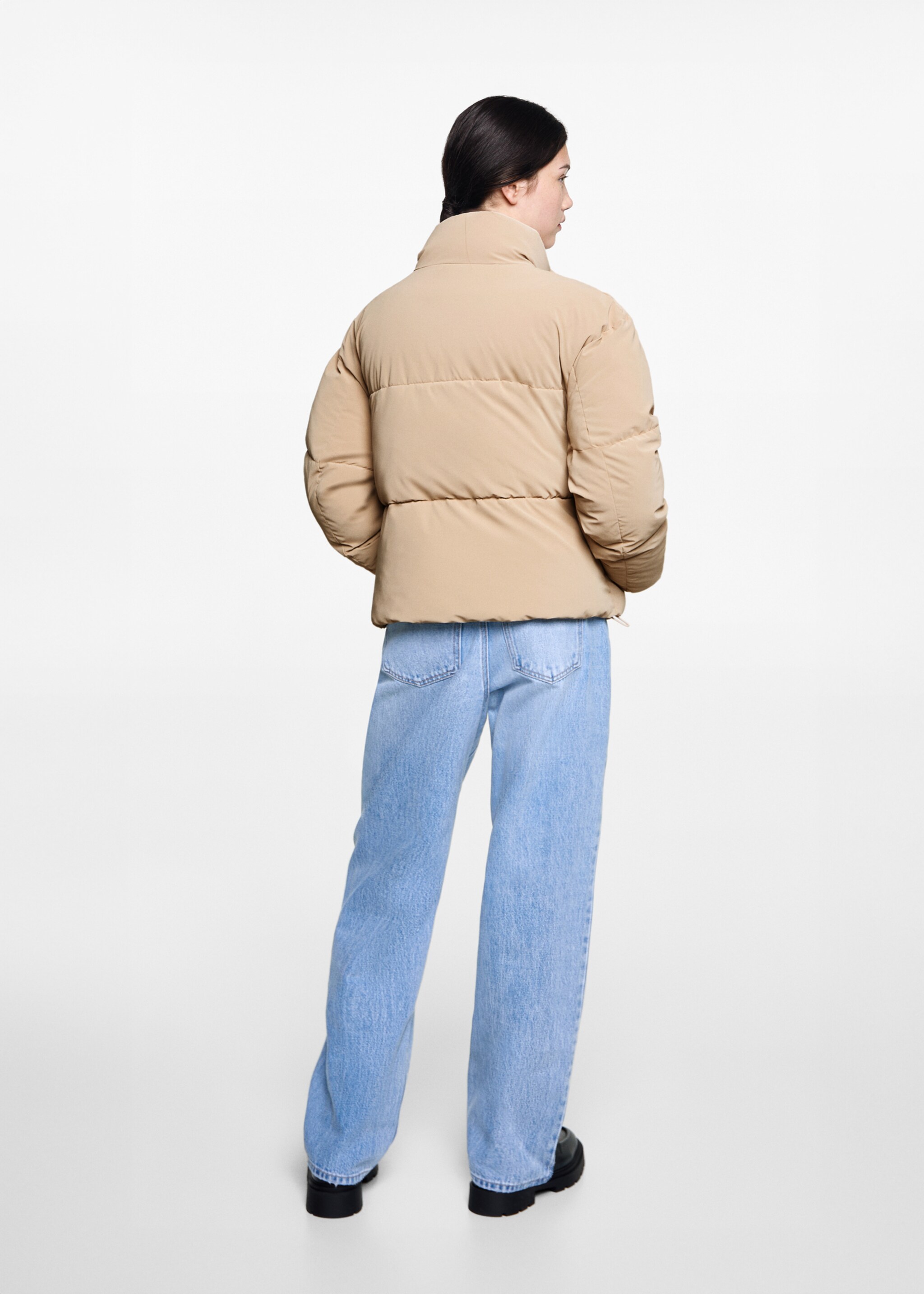 Waterdichte gewatteerde jas met ruitpatroon - Achterkant van het artikel, Open beige. Ref: 77005635-00.