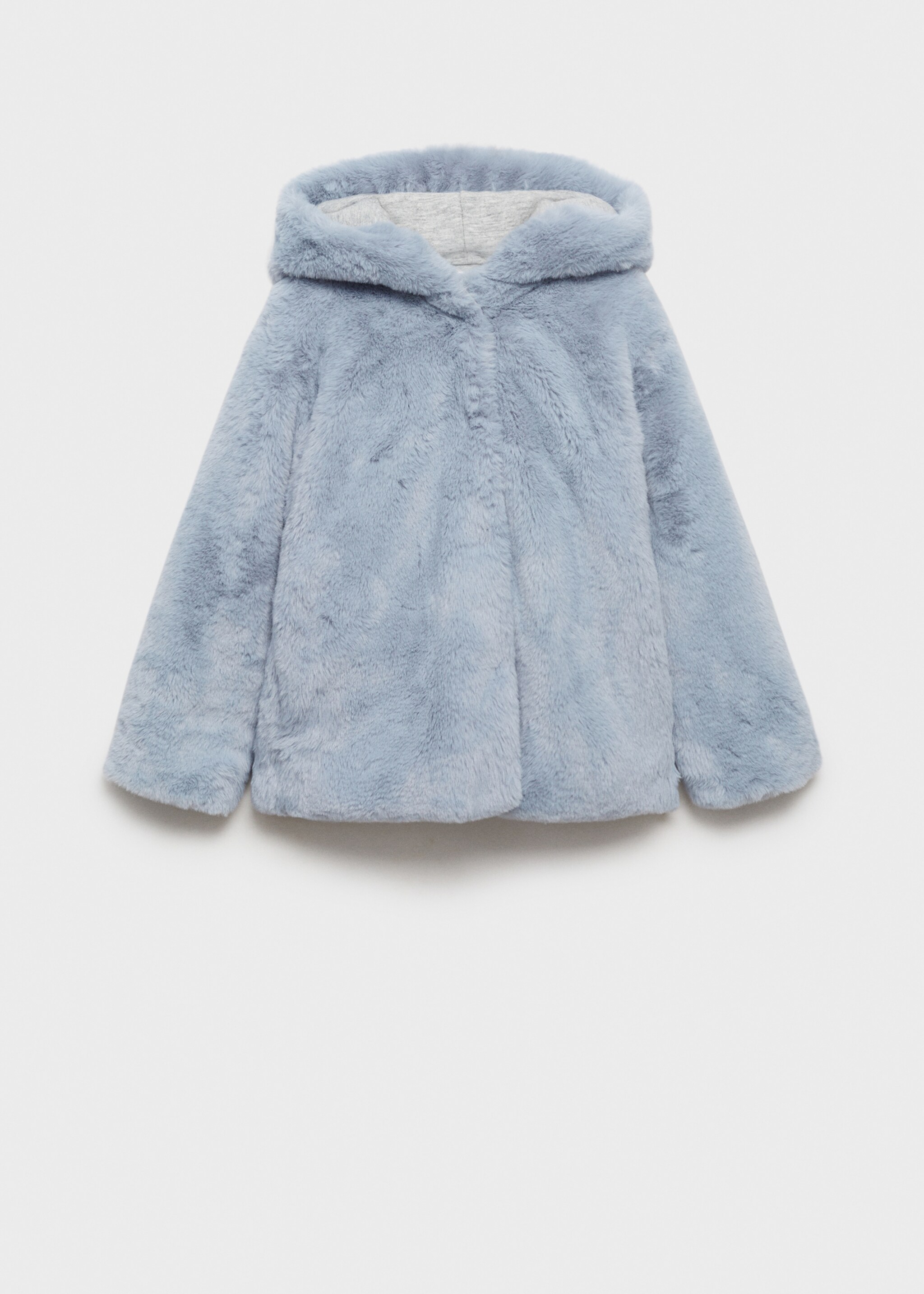 Coat with fur-effect hood - Article without model, Blue. Ref: 77005636-00.