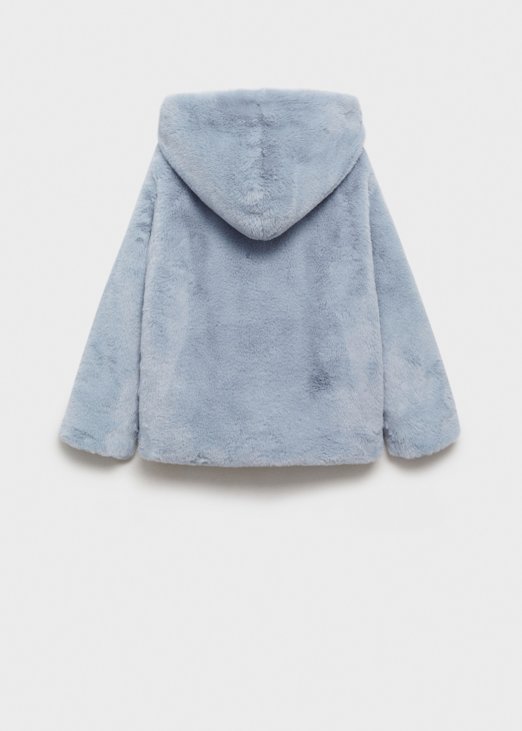 Coat with fur-effect hood - Reverse of the article, Blue. Ref: 77005636-00.