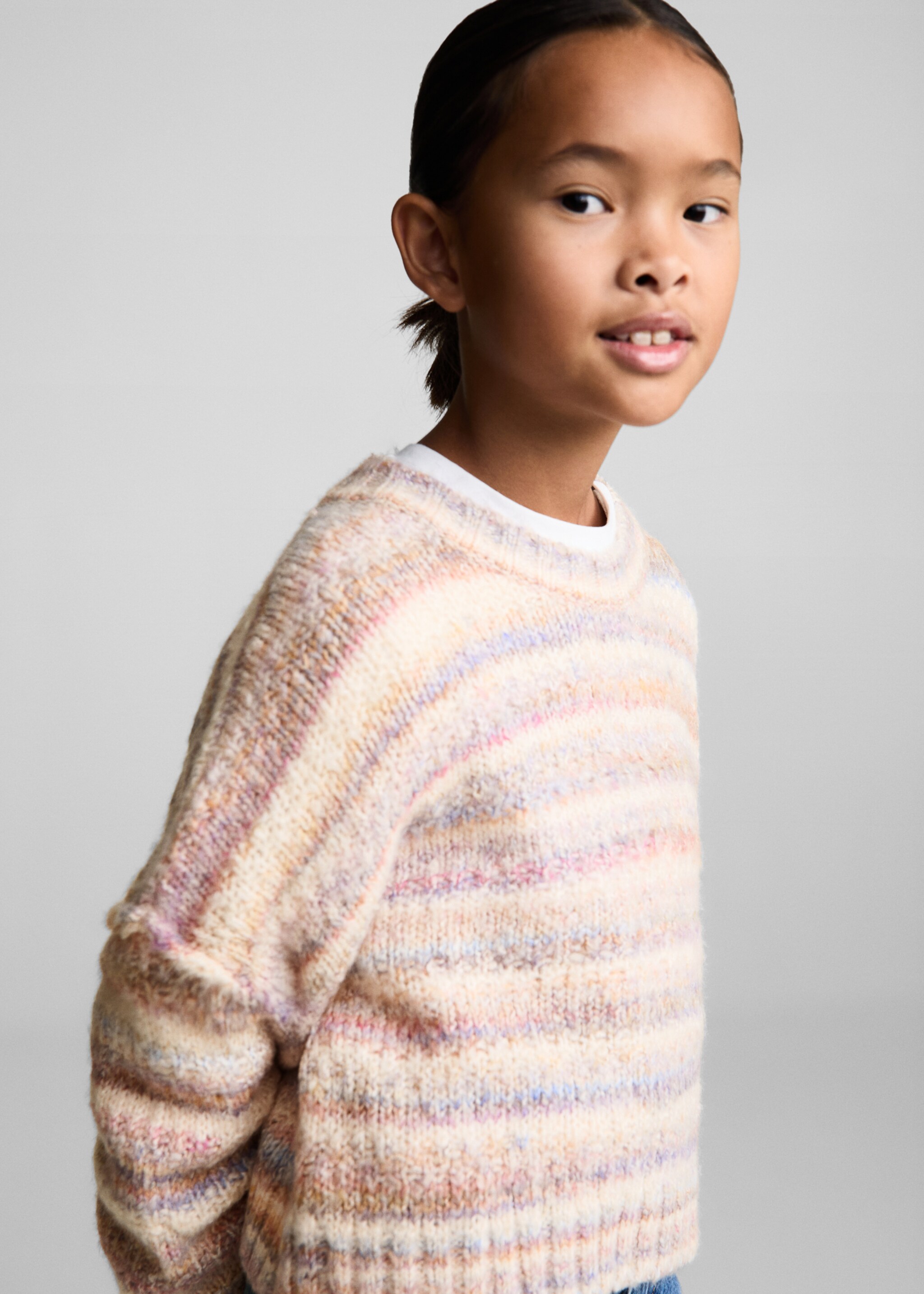 Knit striped sweater - Details of the article 1, Lilac. Ref: 77005649-00.