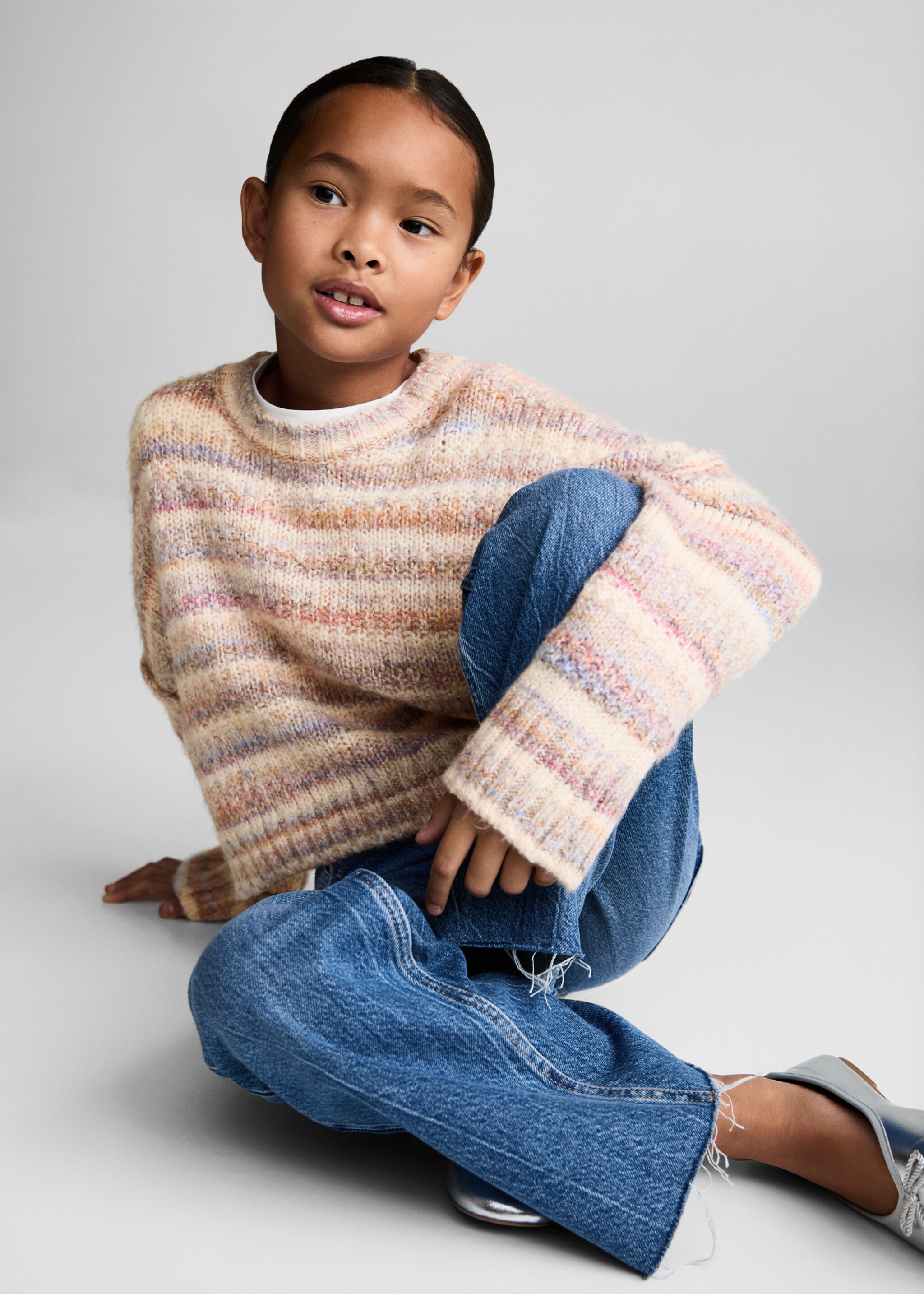 Knit striped sweater - Details of the article 2, Lilac. Ref: 77005649-00.