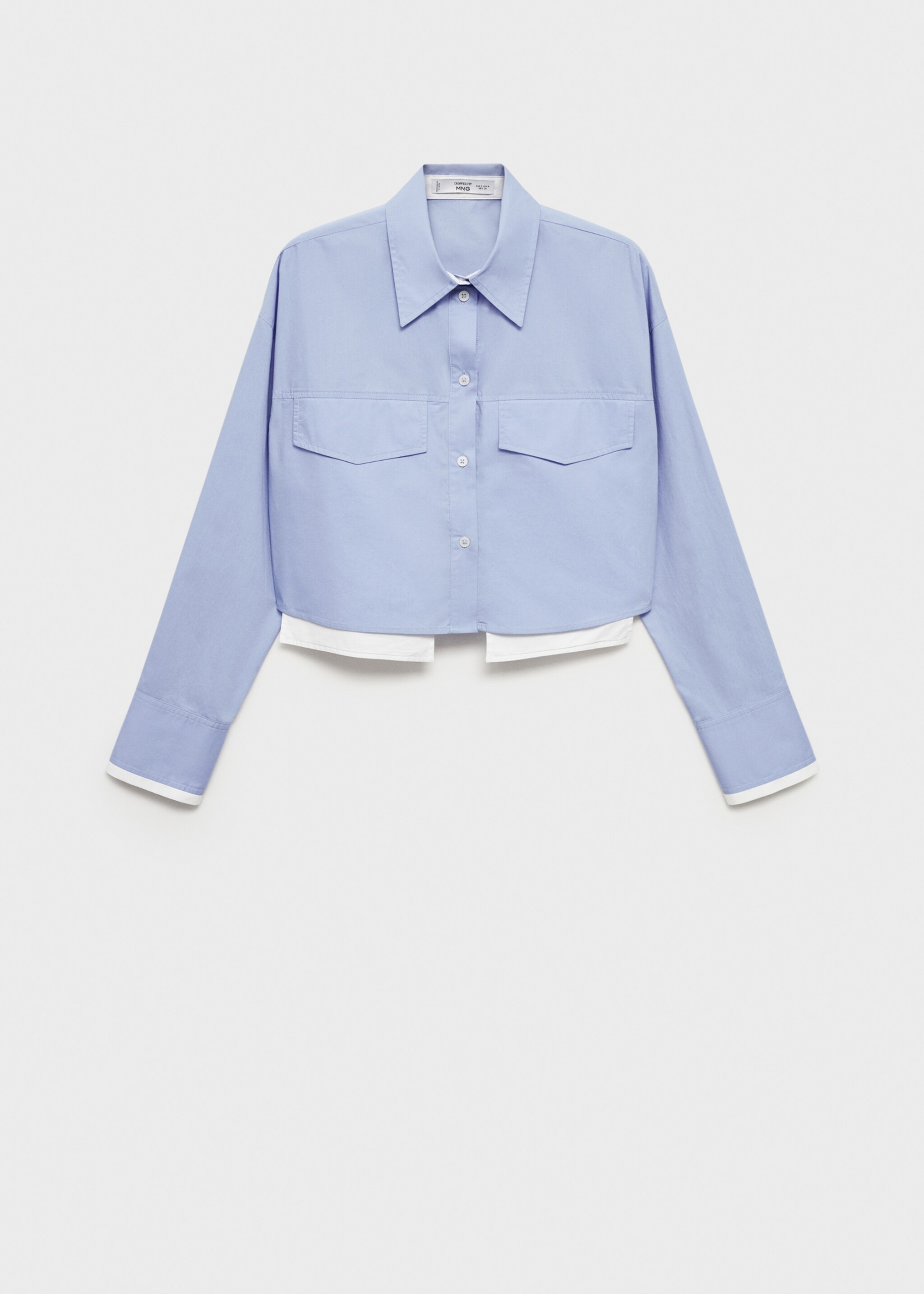 Combination crop shirt - Article without model, Sky Blue. Ref: 77005652-00.
