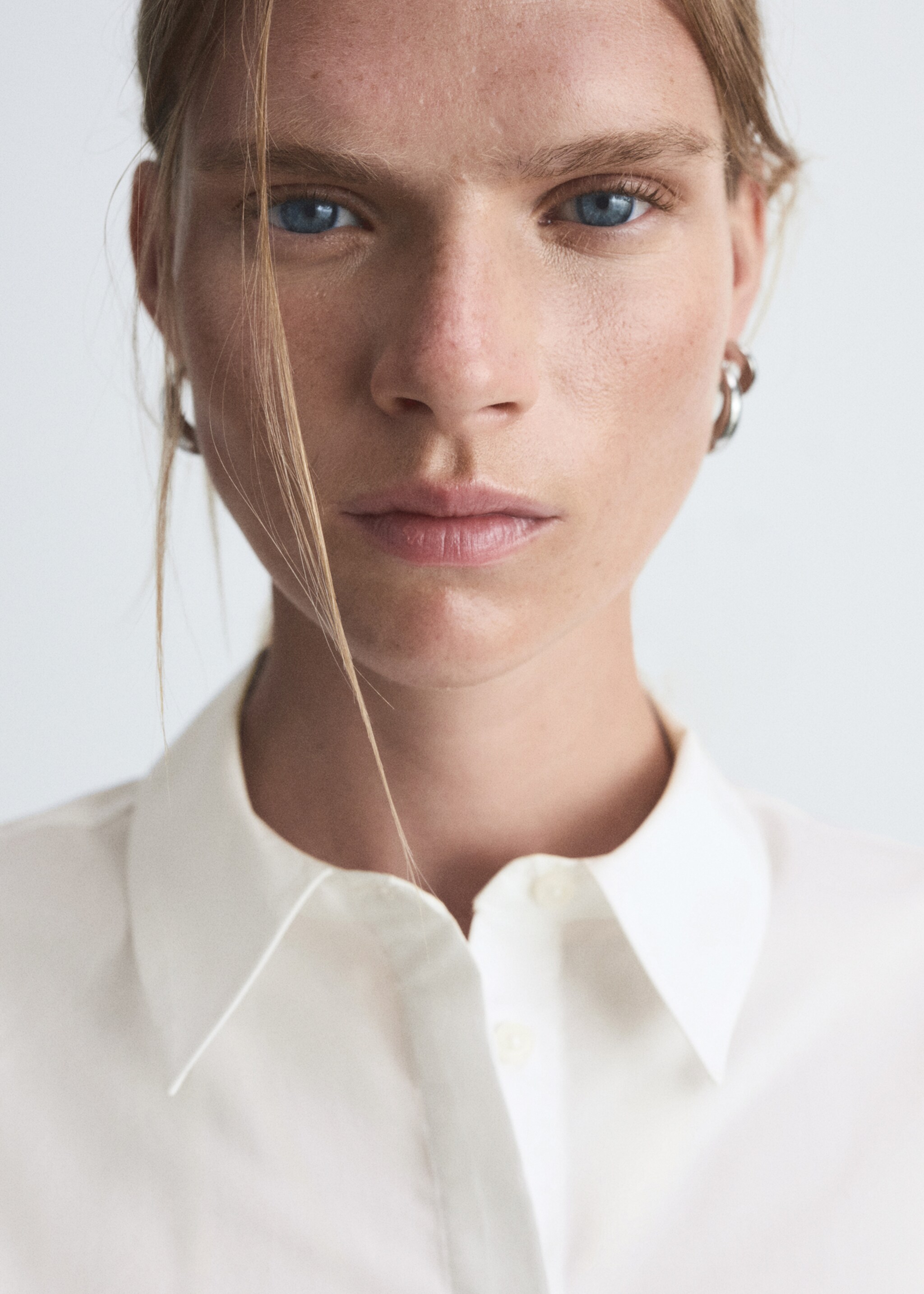 Cropped cotton shirt - Details of the article 1, Off White. Ref: 77005654-00.