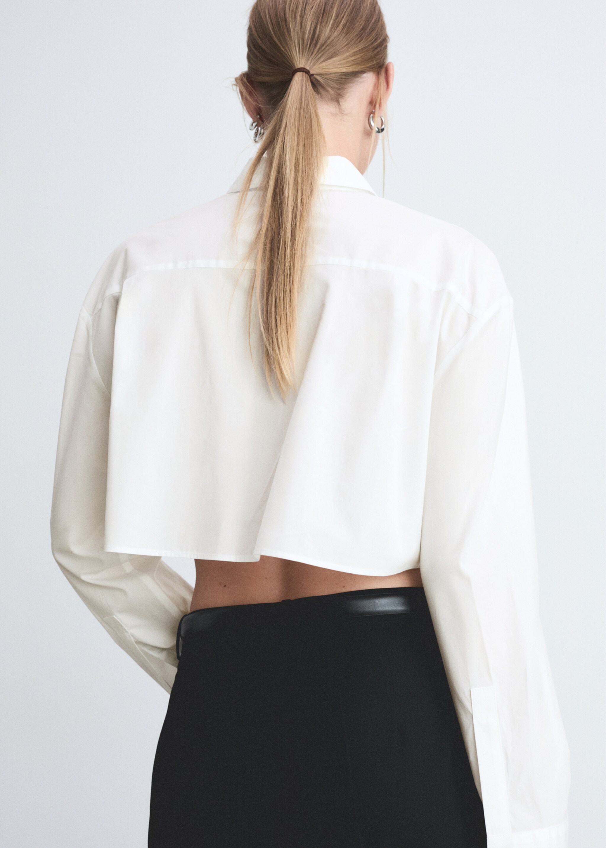Cropped cotton shirt - Reverse of the article, Off White. Ref: 77005654-00.