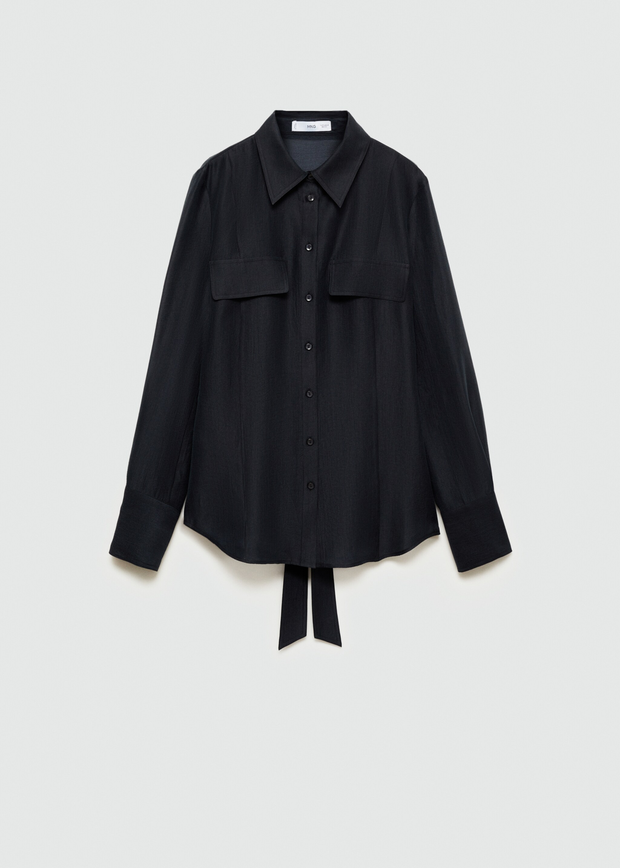 Lyocell shirt with bow - Article without model, Medium Brown. Ref: 77005655-00.