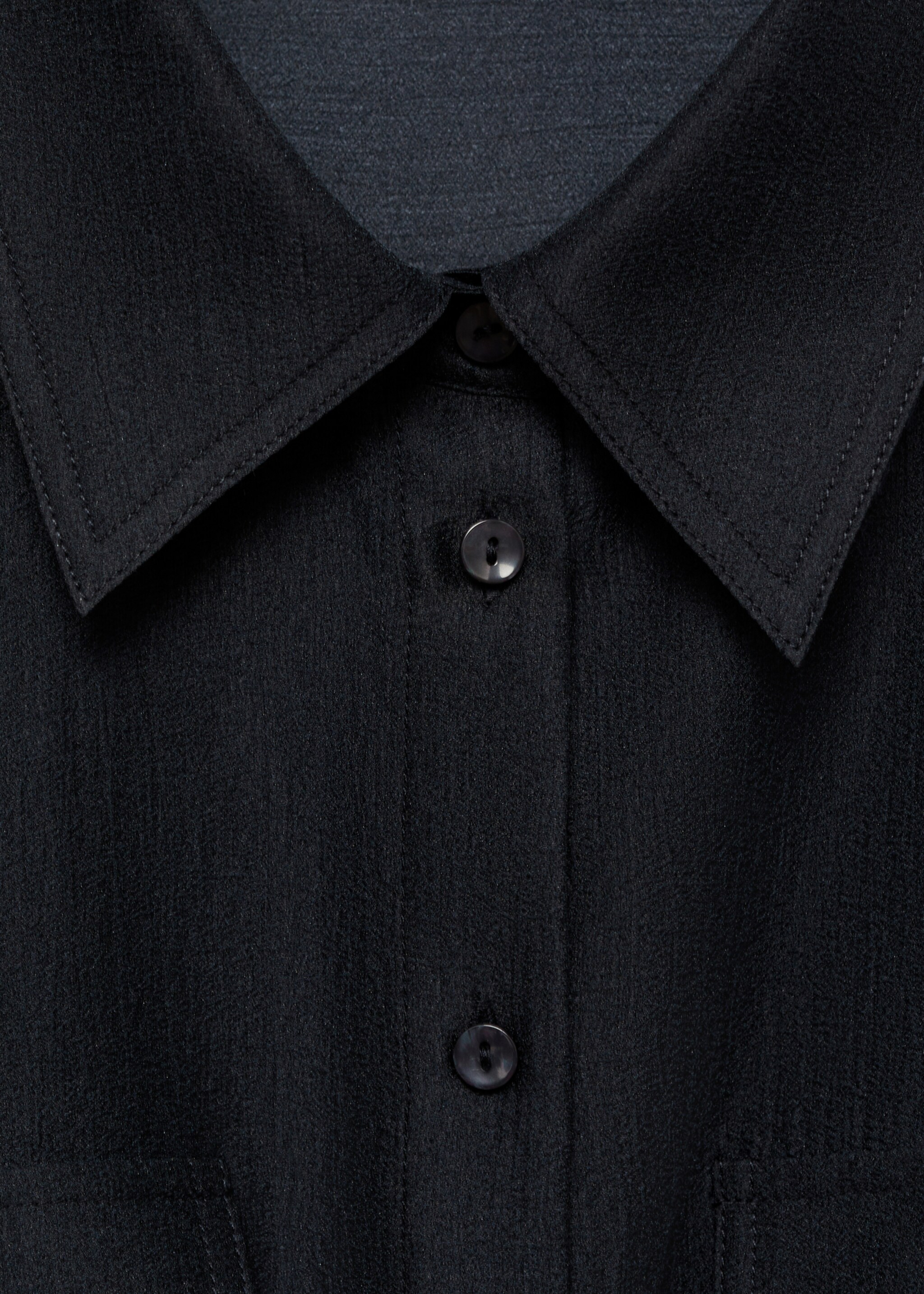 Lyocell shirt with bow - Details of the article 8, Medium Brown. Ref: 77005655-00.