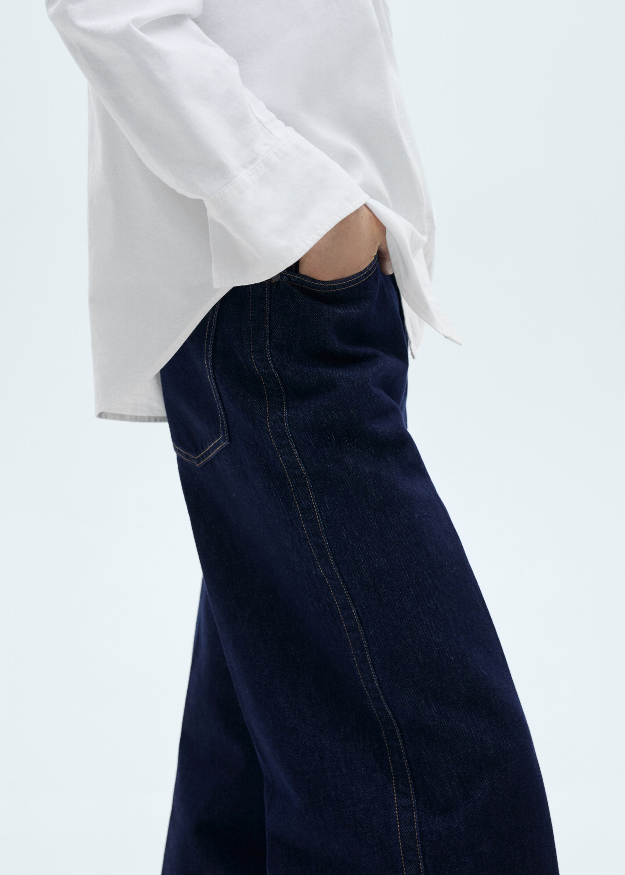 Long sleeved cotton shirt - Details of the article 6, Off White. Ref: 77005659-00.