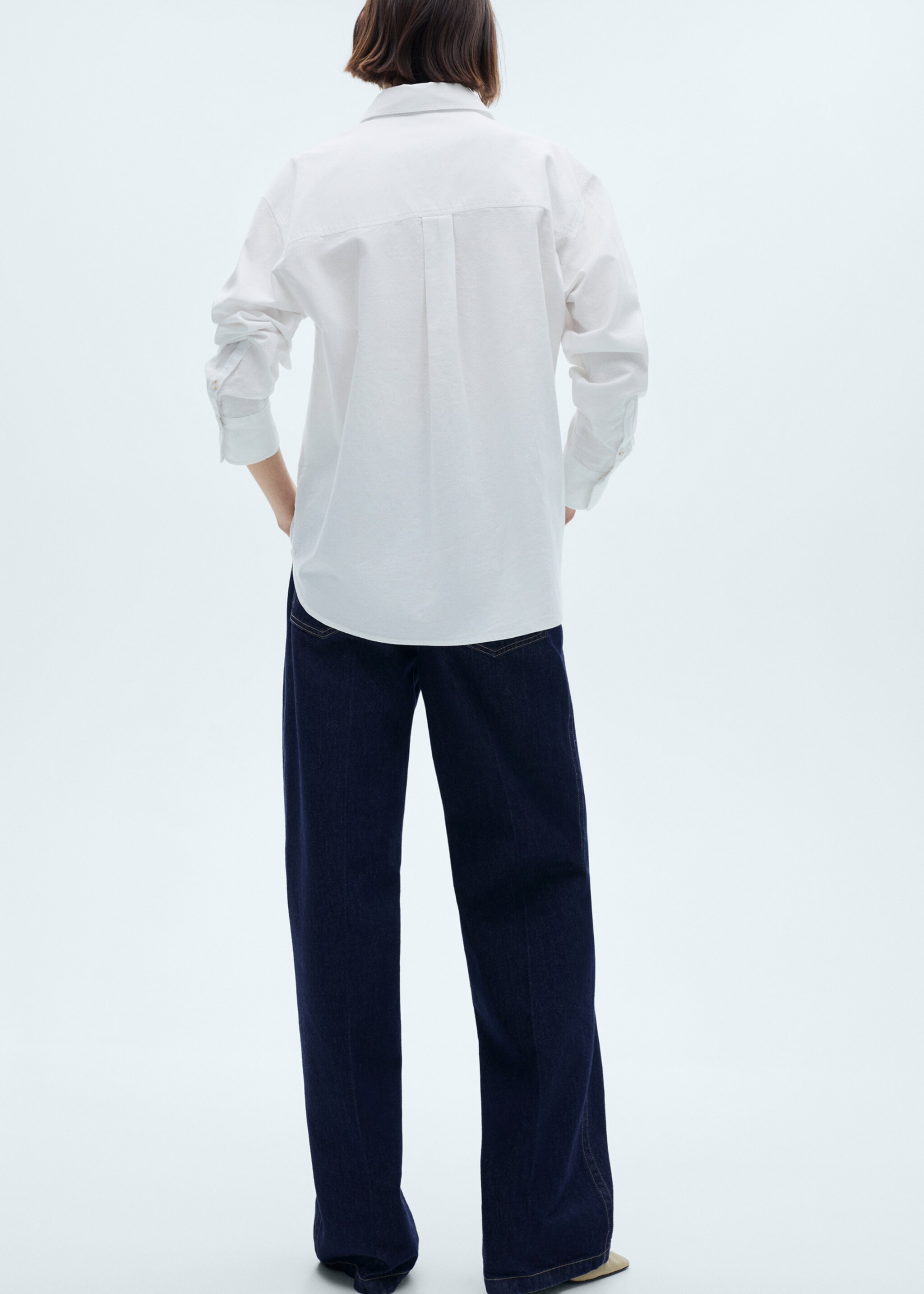 Long sleeved cotton shirt - Reverse of the article, Off White. Ref: 77005659-00.