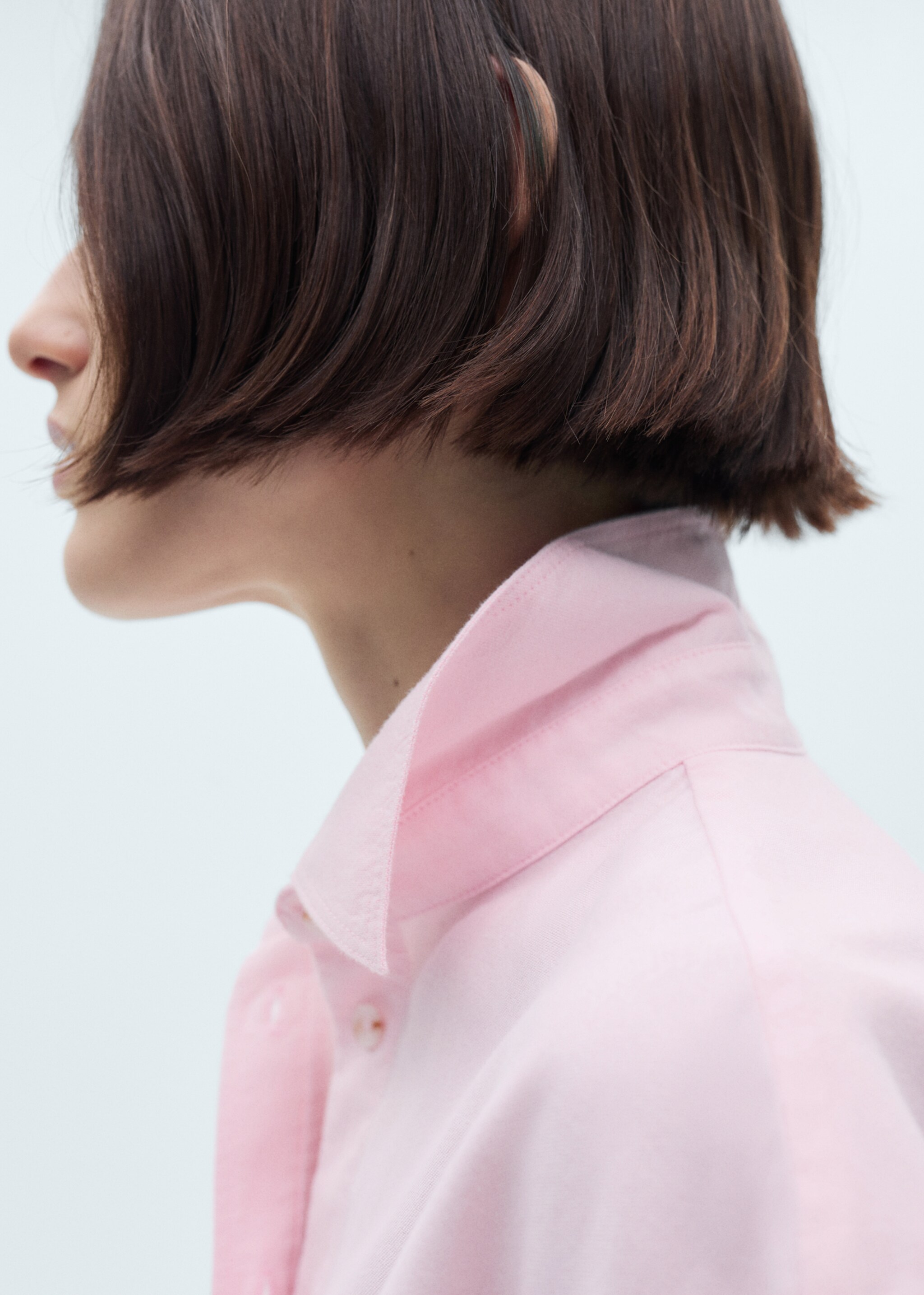 Long sleeved cotton shirt - Details of the article 1, Pale Pink. Ref: 77005659-00.