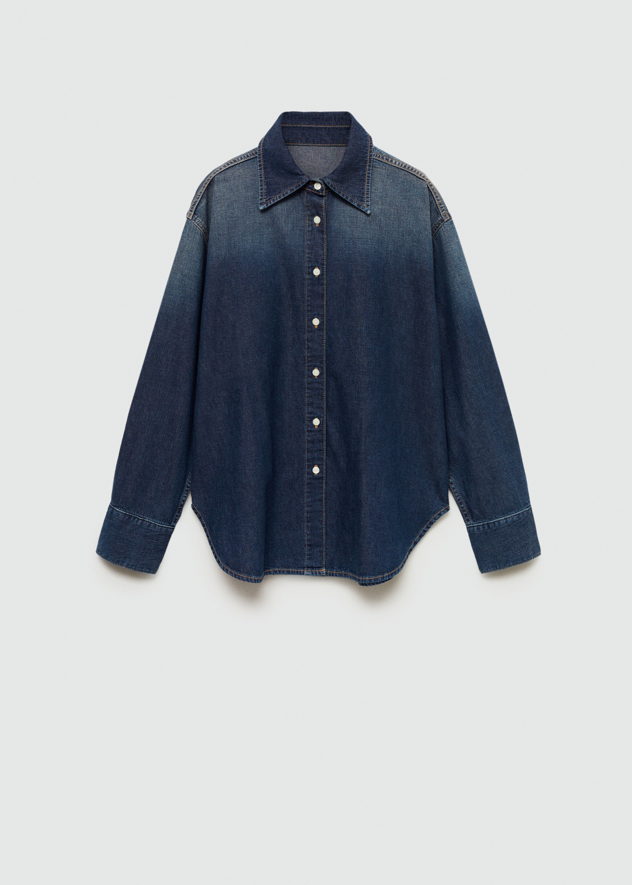 Oversize denim shirt - Article without model, Dark Blue. Ref: 77005660-00.