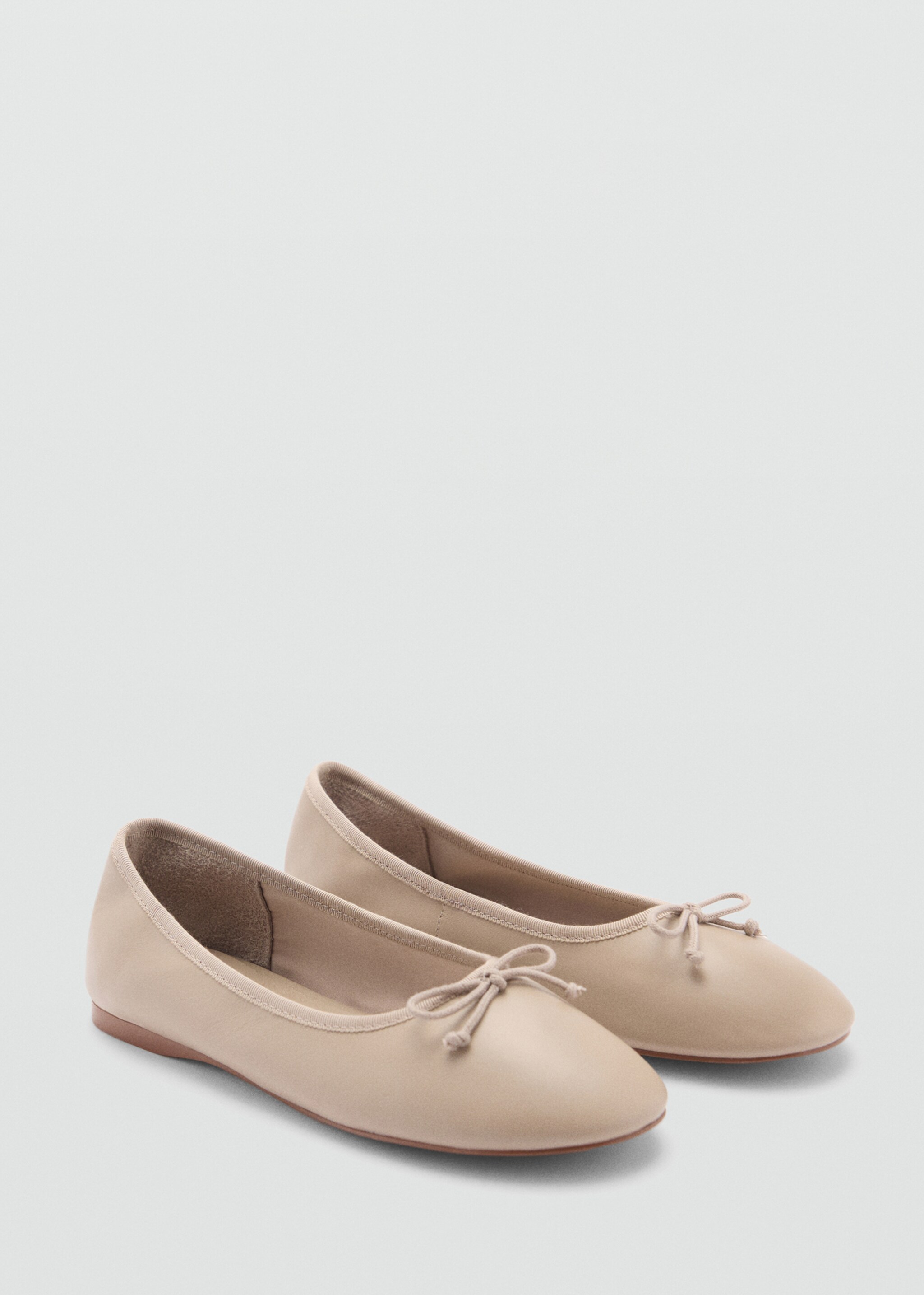 Leren ballerina's met strik - Middenvlak, Licht/Pastelbruin. Ref: 77005667-00.
