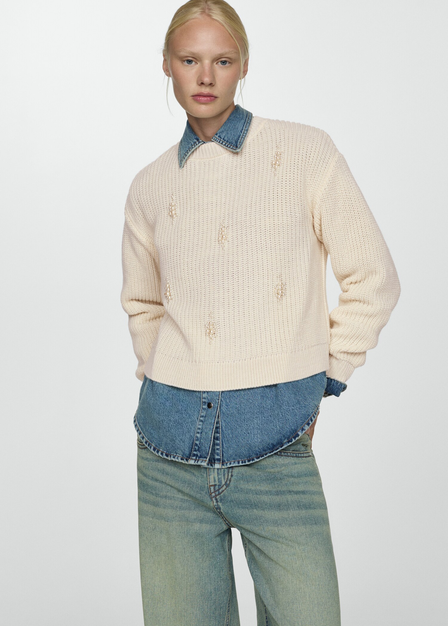 Pearl chunky-knit sweater - Medium plane