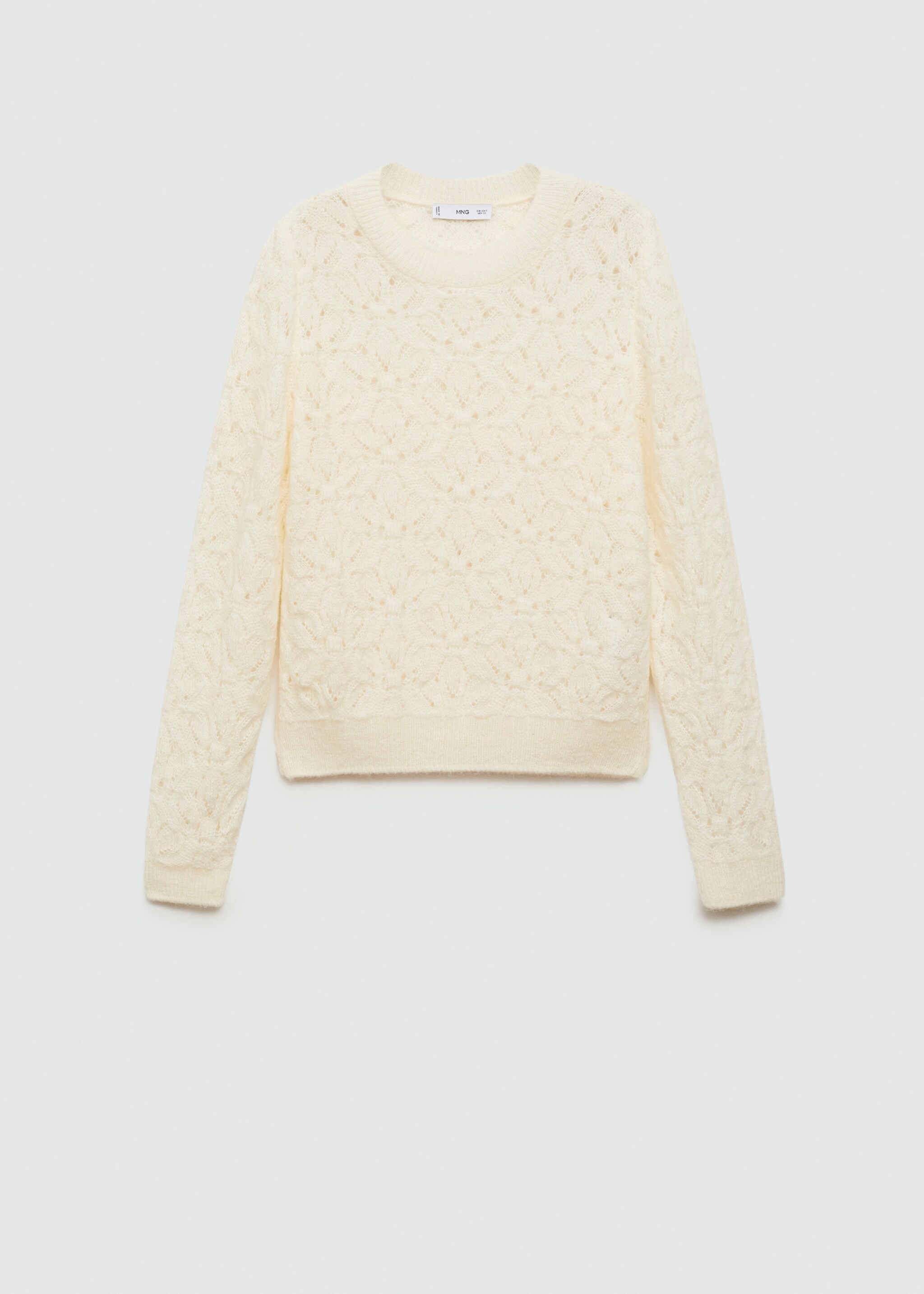 Knitted sweater with openwork details - Article without model, Ecru. Ref: 77005673-00.