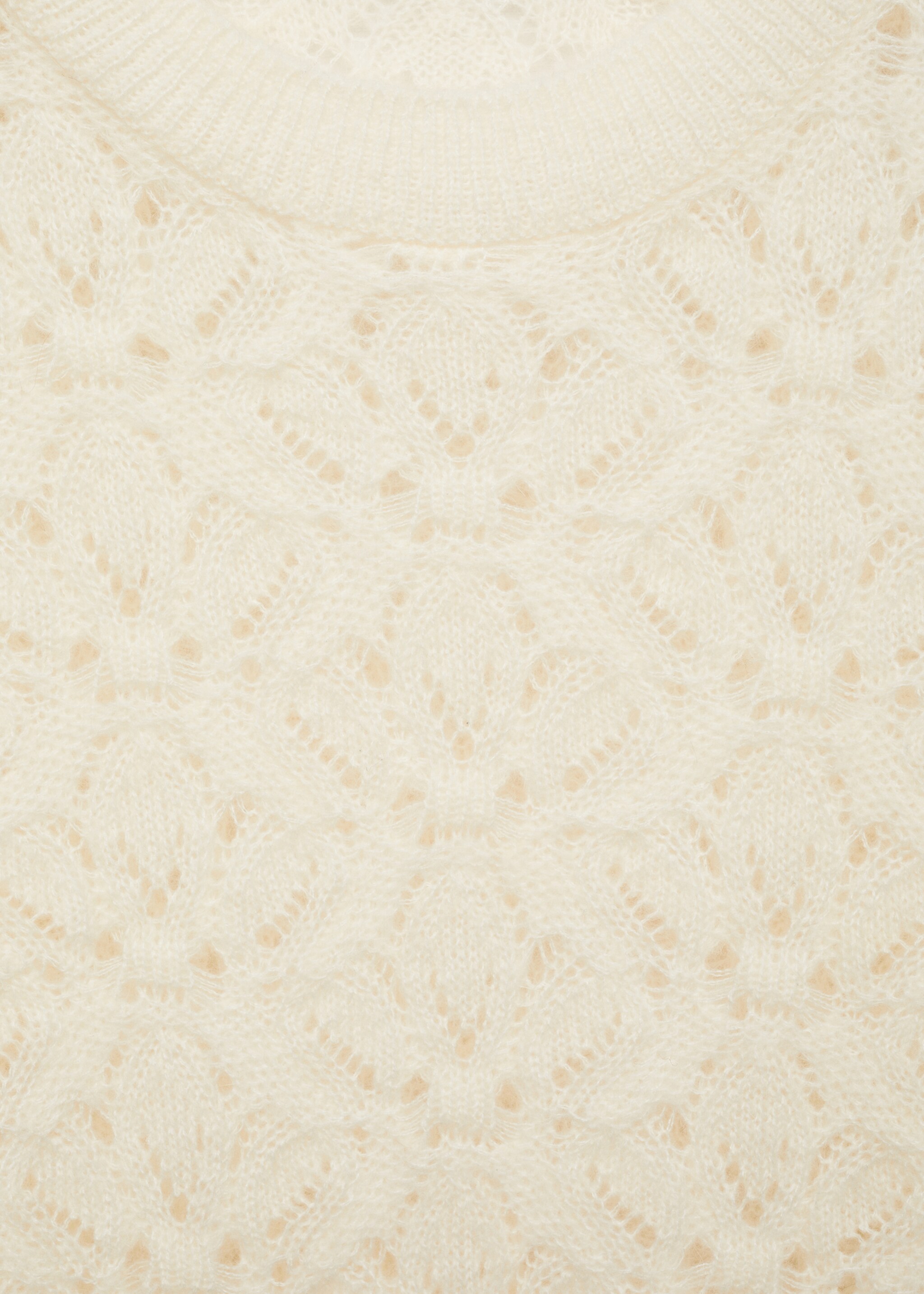 Knitted sweater with openwork details - Details of the article 8, Ecru. Ref: 77005673-00.